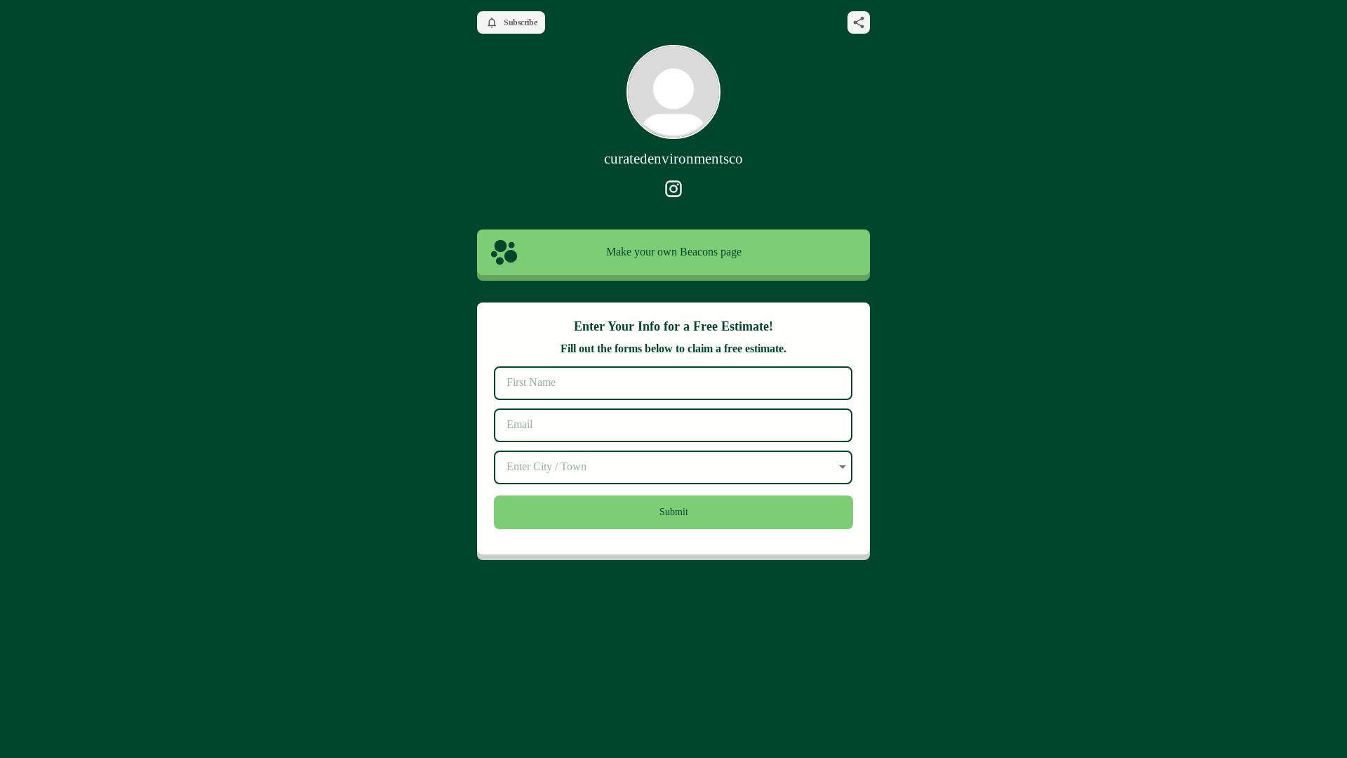 website screenshot of https://curatedenvironmentsco.com/