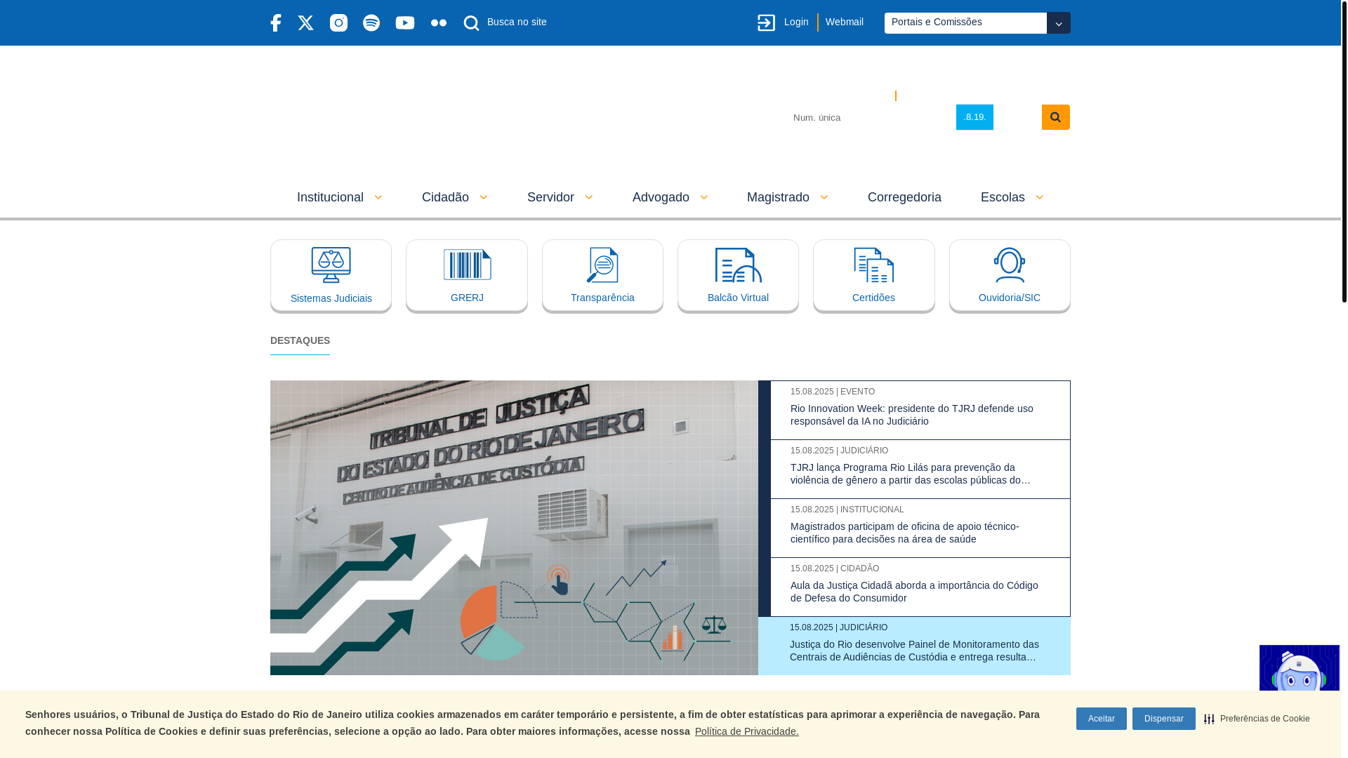website screenshot of https://www.tjrj.jus.br/