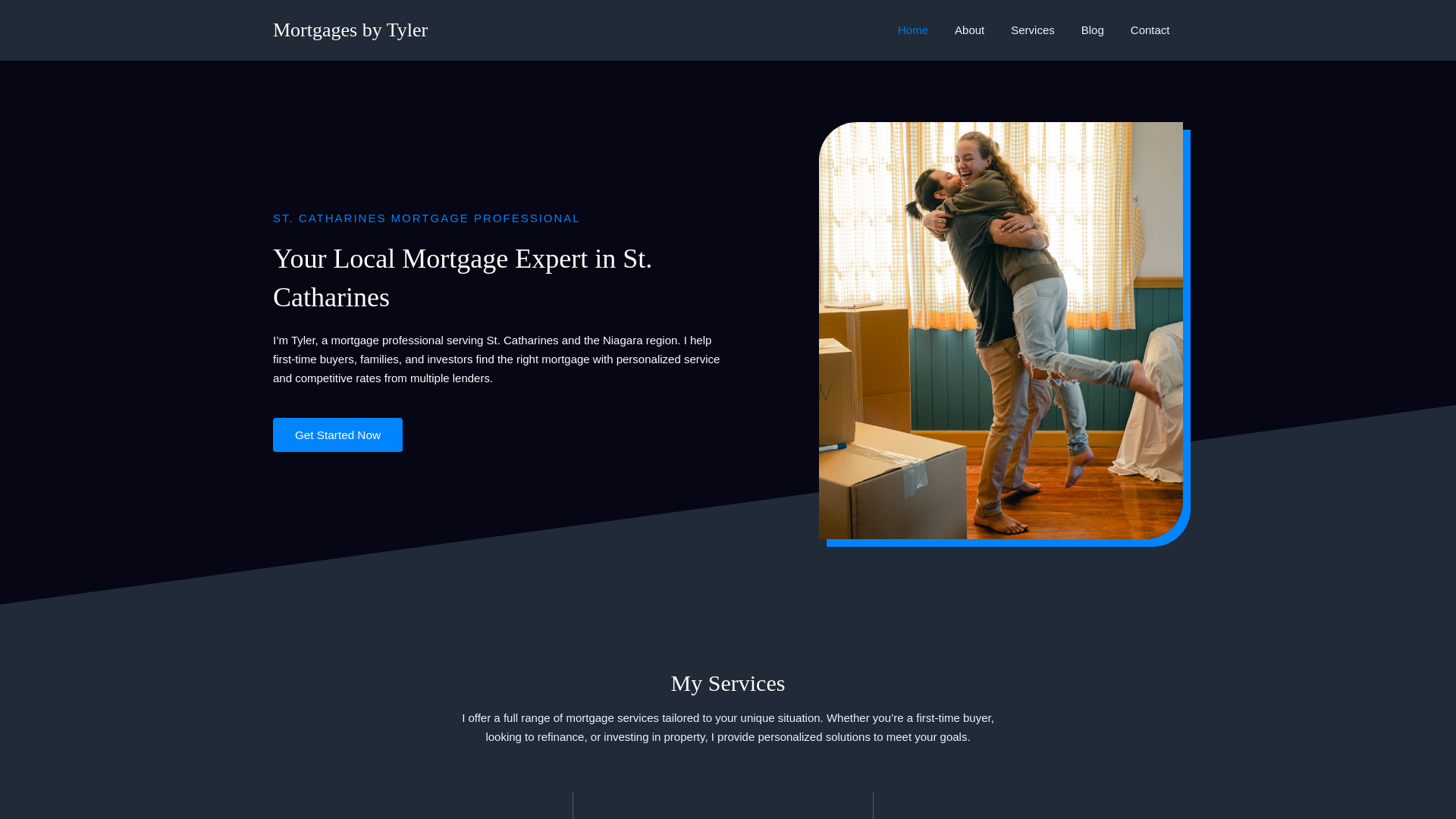 website screenshot of https://mortgagesbytyler.ca