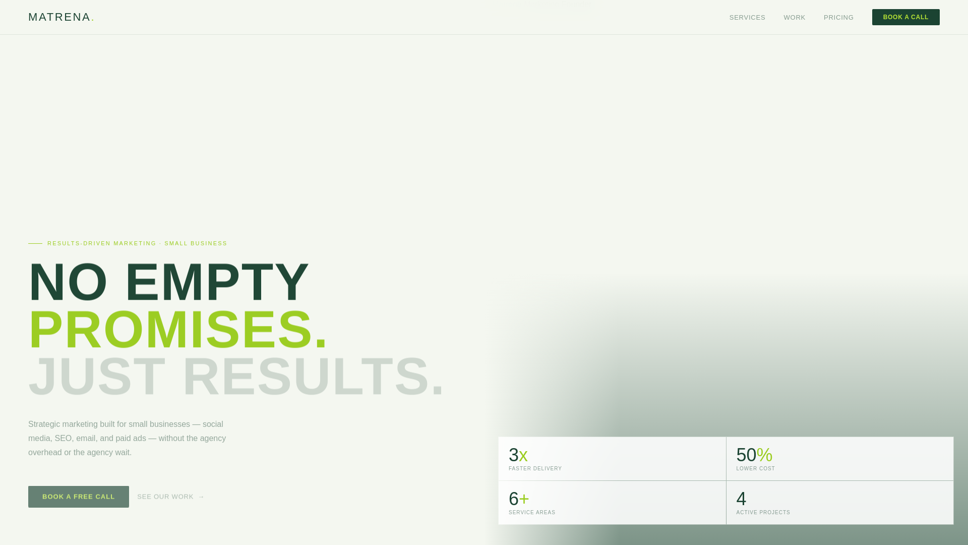 website screenshot of https://matrenamarketing.com