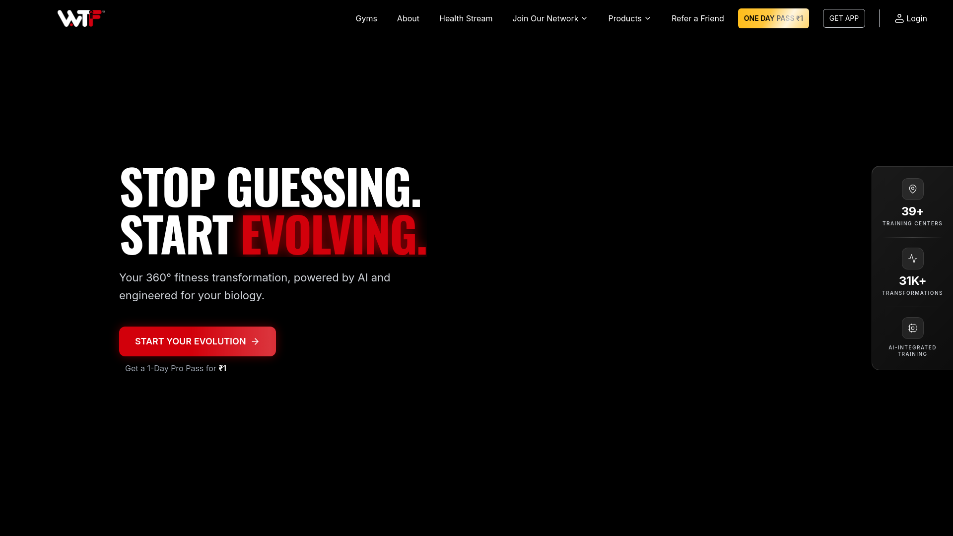 website screenshot of https://www.wtfgyms.com/