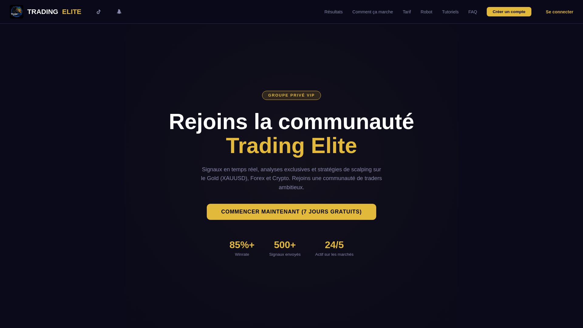 website screenshot of https://tradingelite.fr