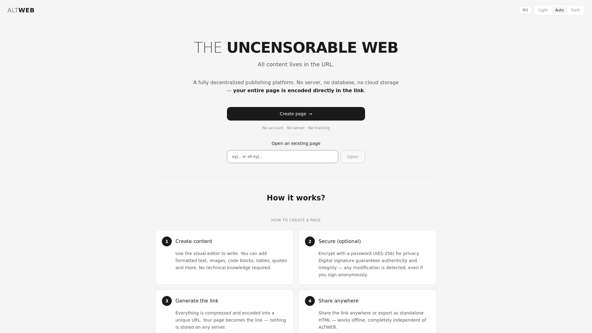 website screenshot of https://altweb.live/