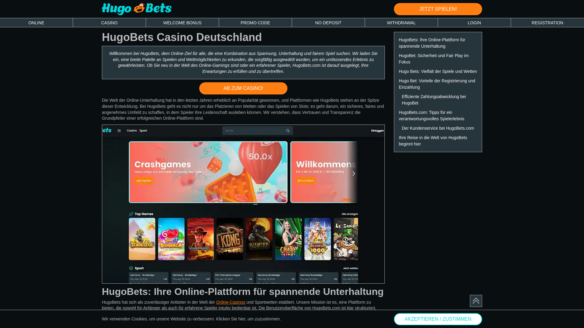 website screenshot of https://hugobetsde.com/