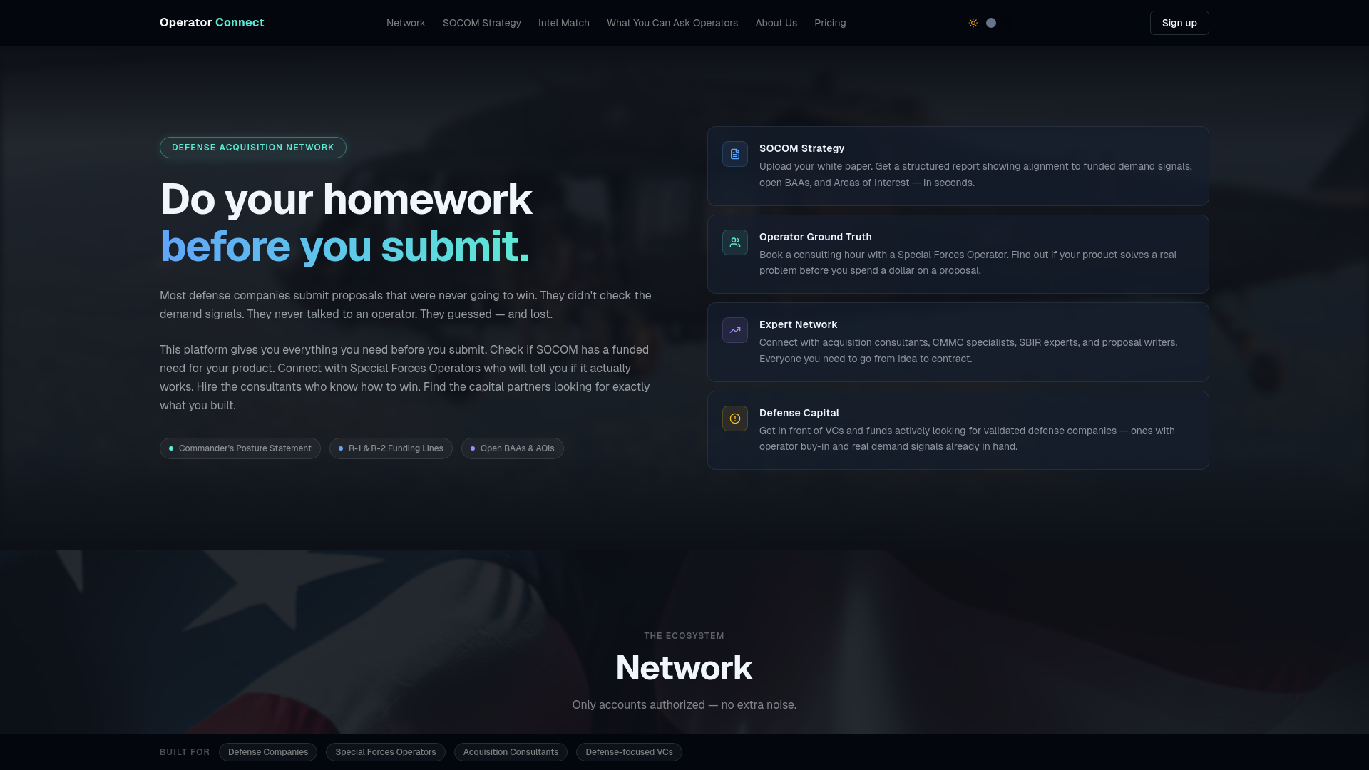 website screenshot of https://operatorconnectllc.com/