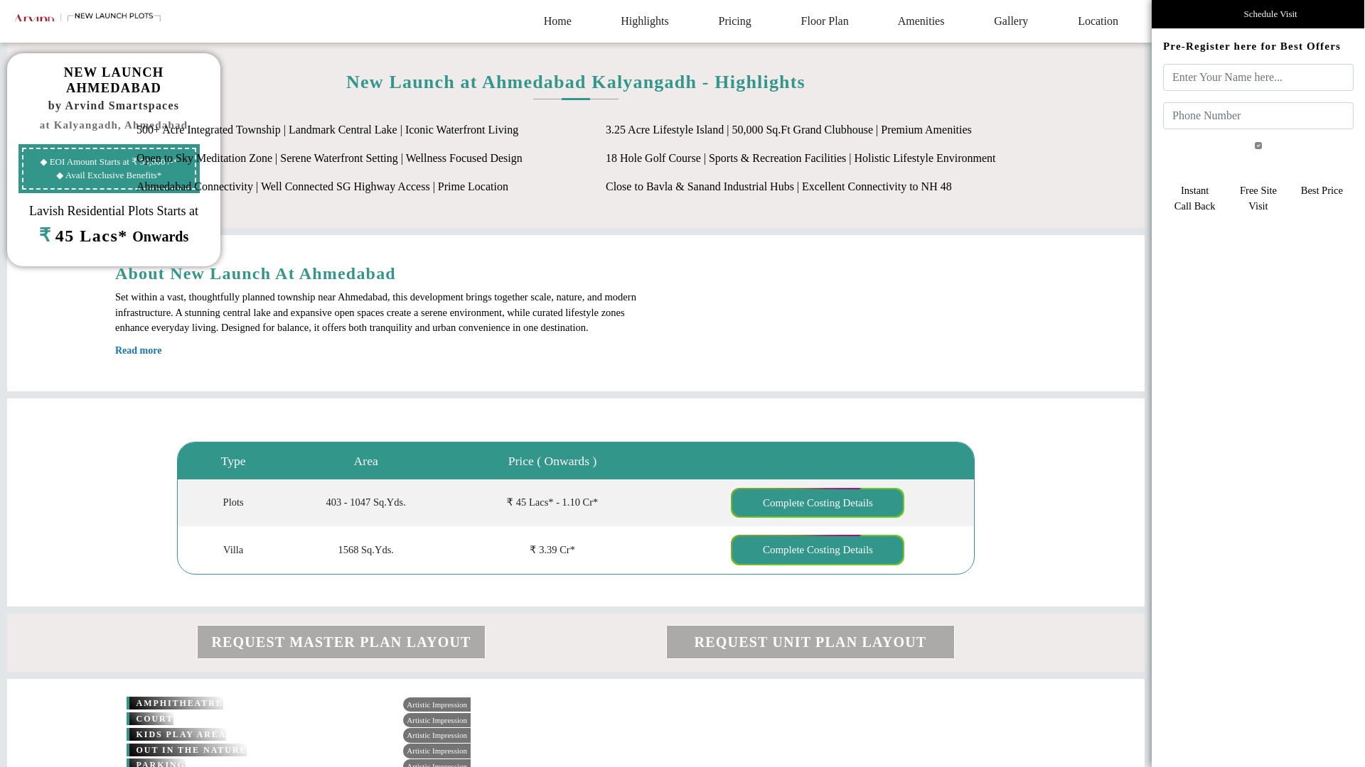 website screenshot of https://arvindplotsahmedabad.in/