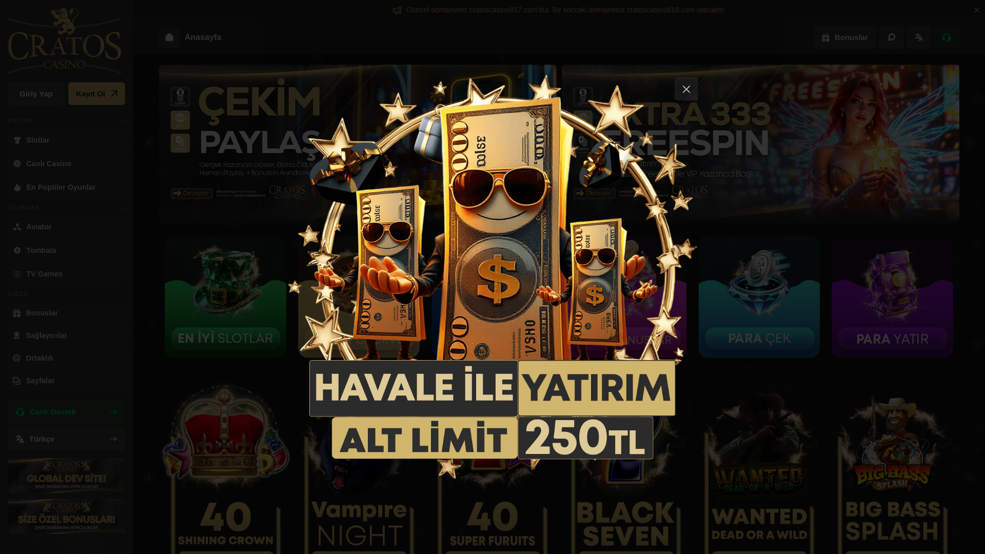 website screenshot of https://cratoscasino817.com/