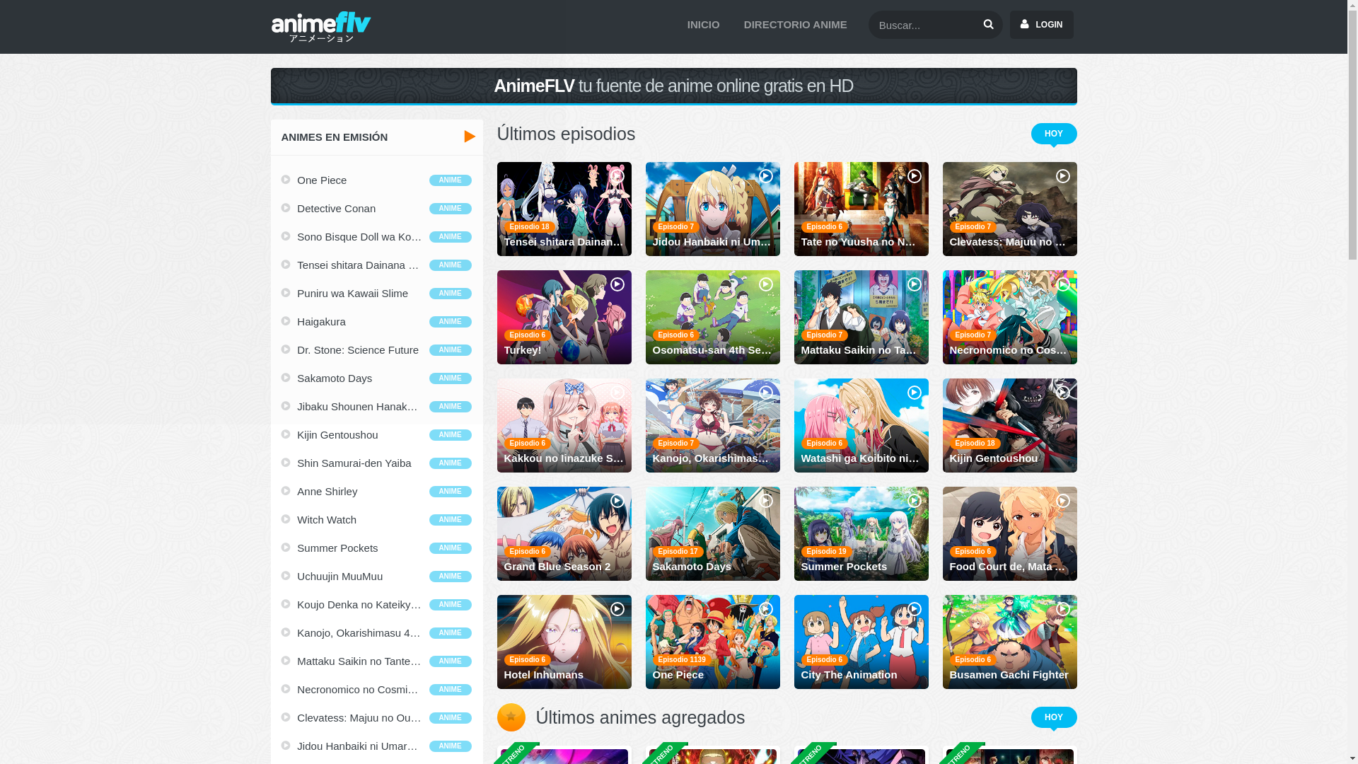 website screenshot of https://www3.animeflv.net/