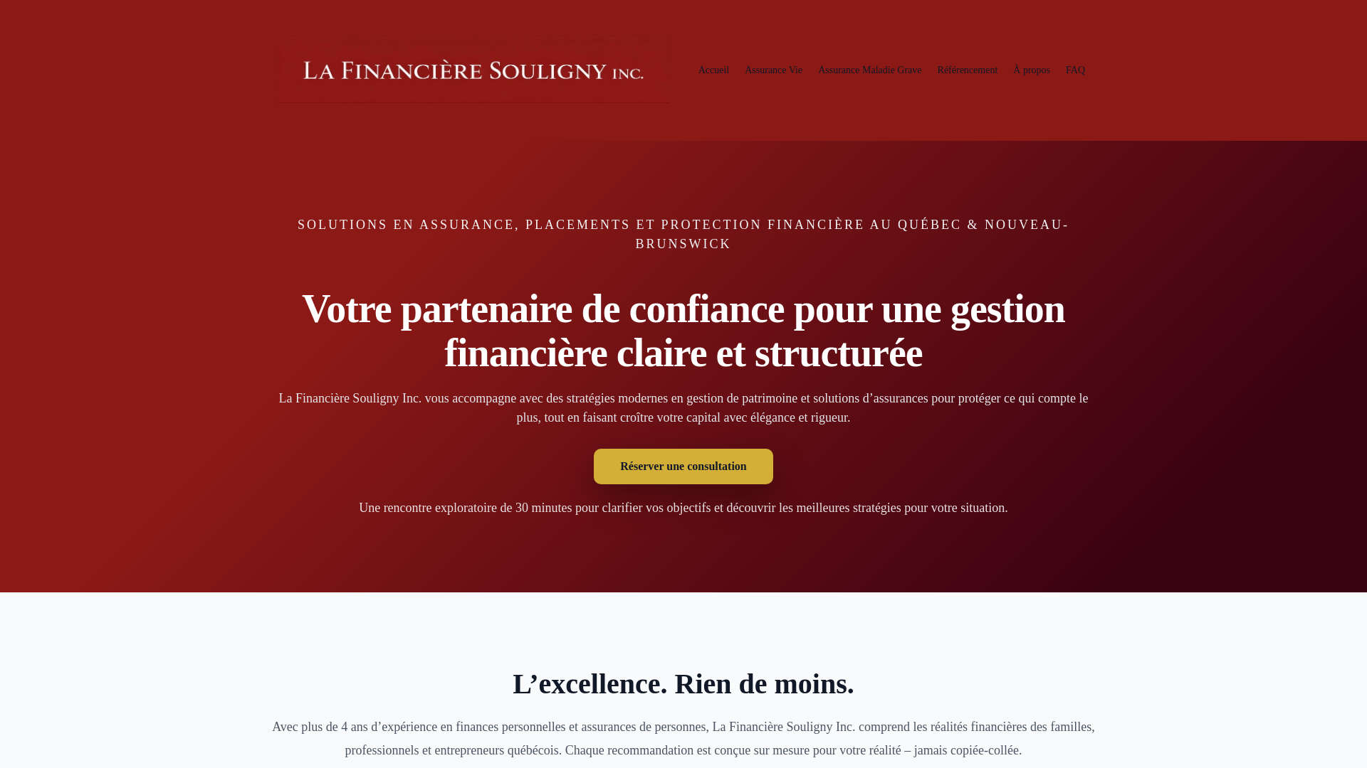 website screenshot of https://lafinancieresouligny.ca
