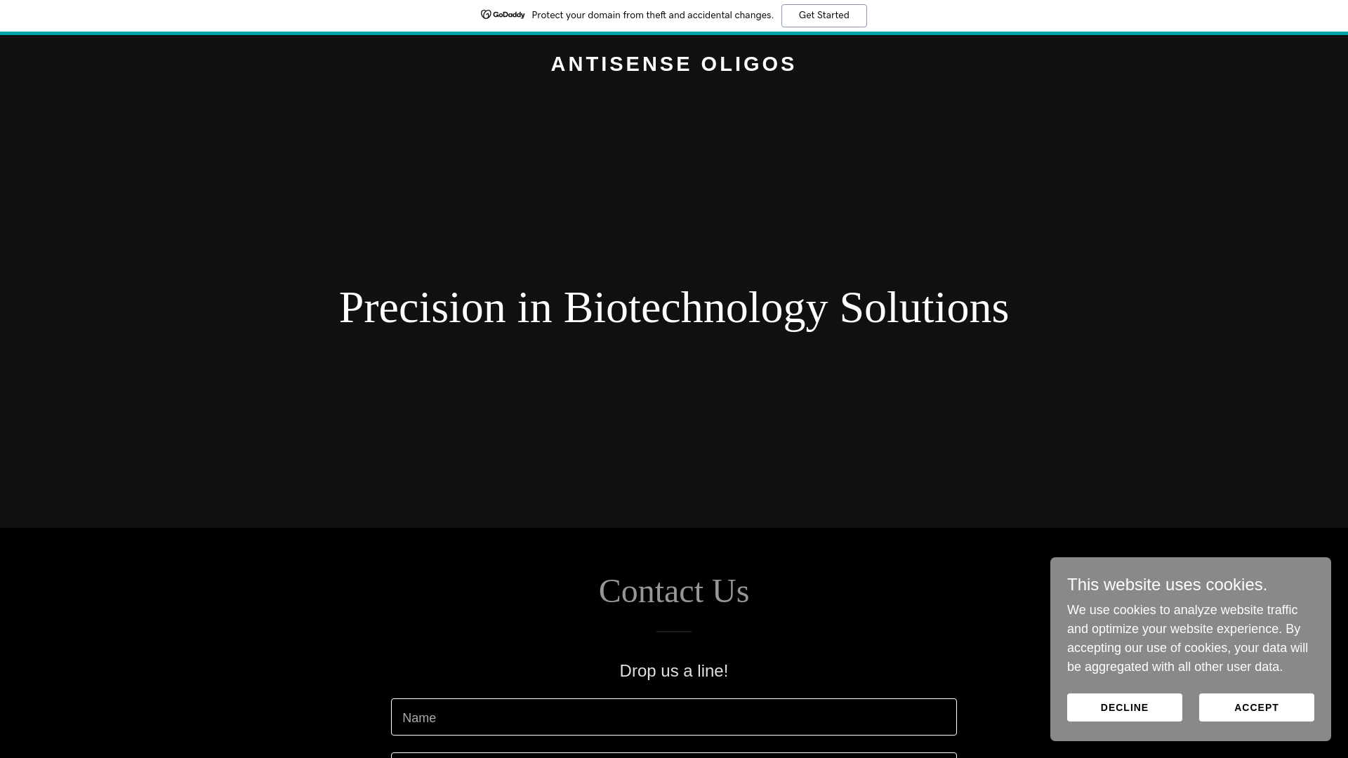 website screenshot of https://antisenseoligos.com/