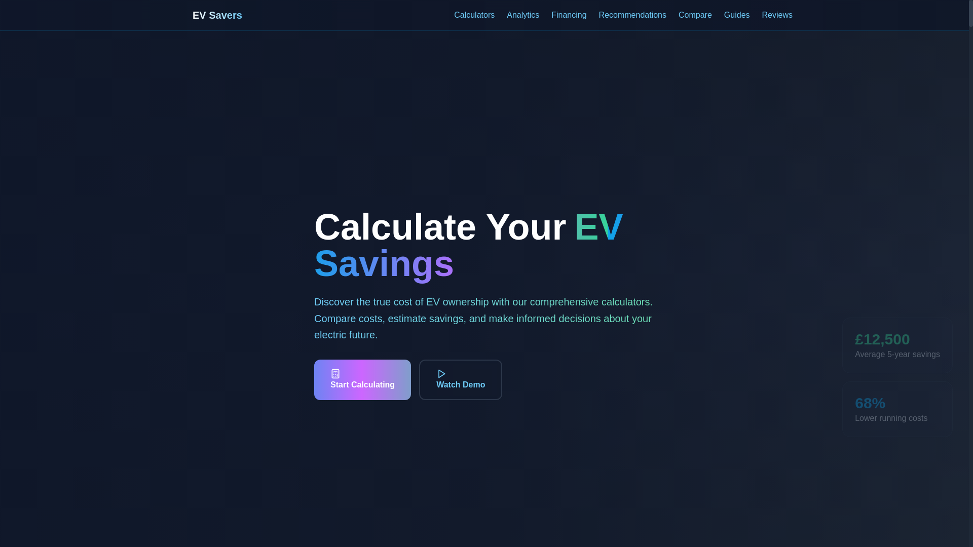 website screenshot of https://evsavers.co.uk/