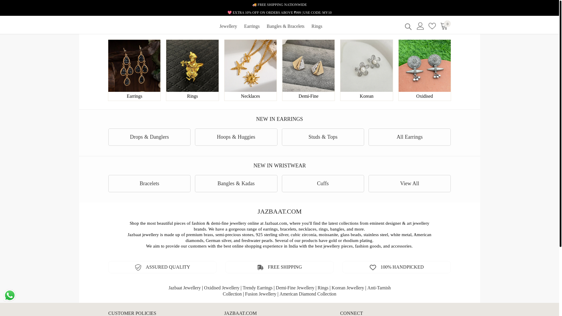website screenshot of https://jazbaatjewels.in/