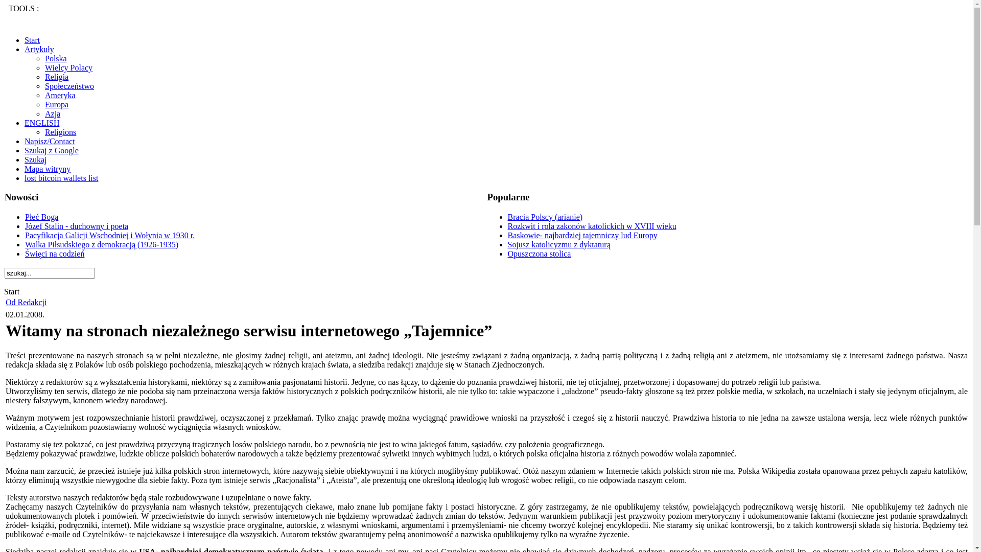 website screenshot of https://tajemnice.org/