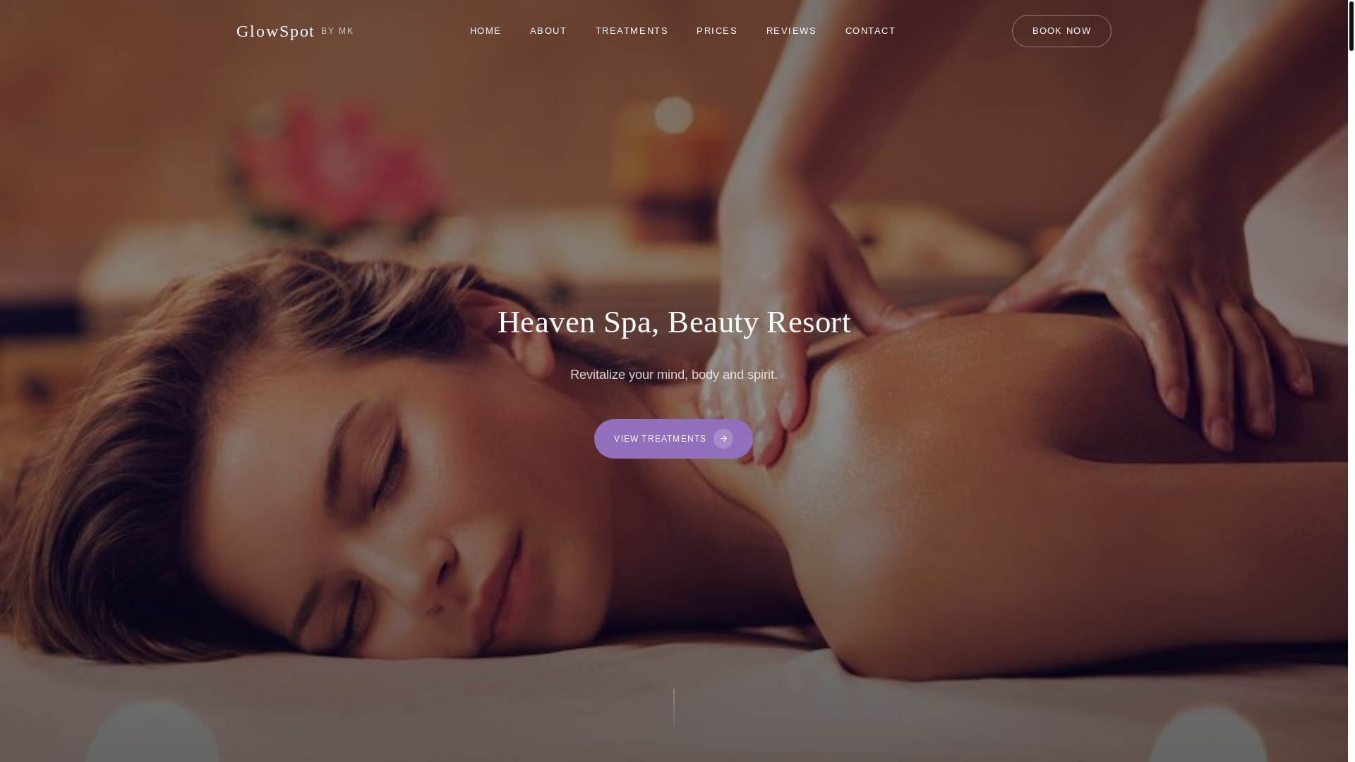 website screenshot of https://glow-spot-spa.com/