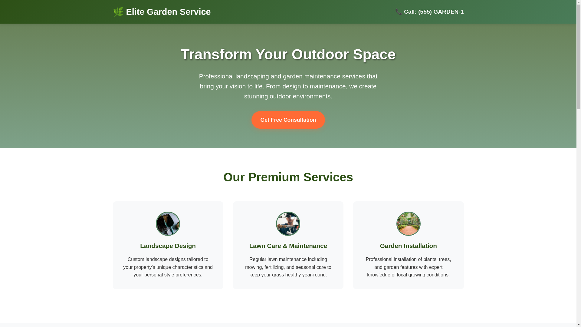 website screenshot of https://elitegardenservice.best/