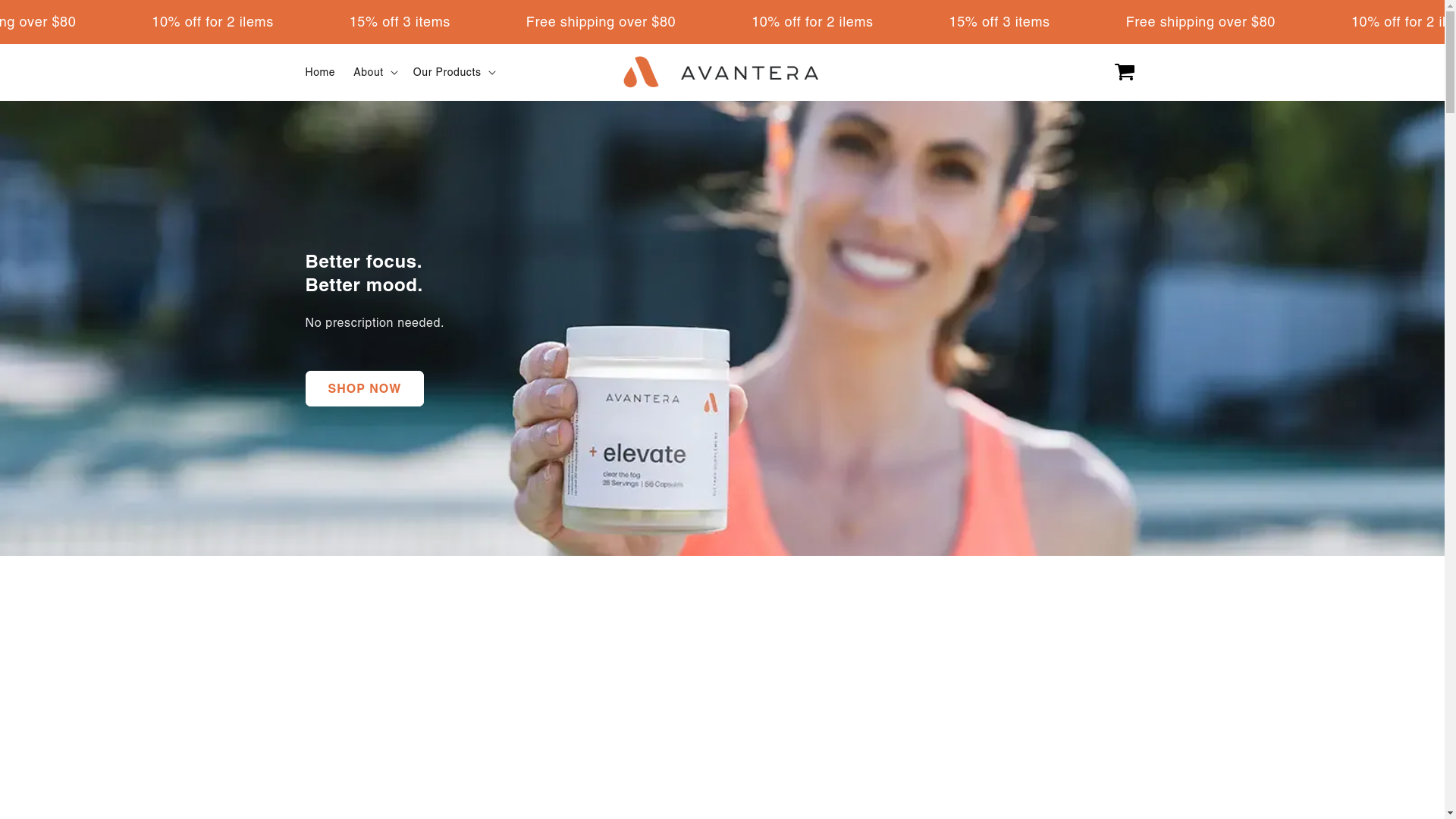 website screenshot of https://avanterahealth.shop/