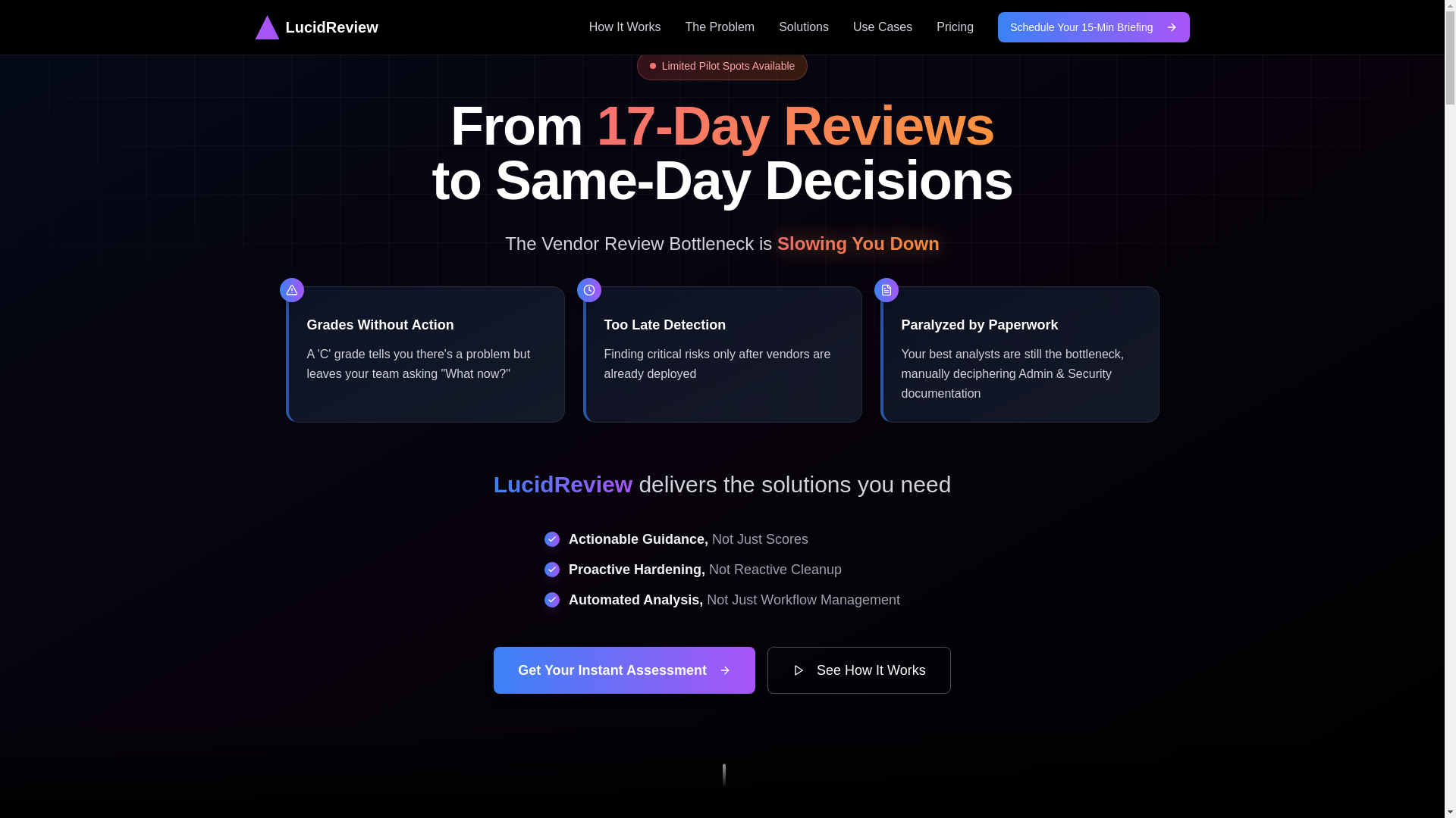 website screenshot of https://lucidreview.io/