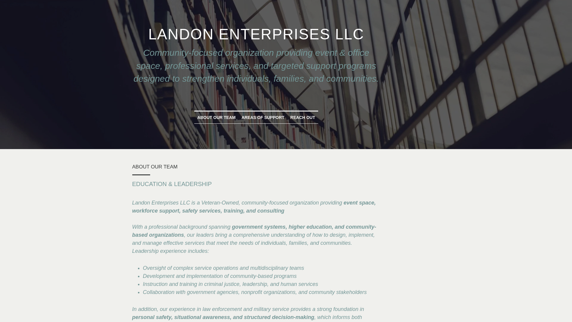 website screenshot of https://landonenterprisesllc.org