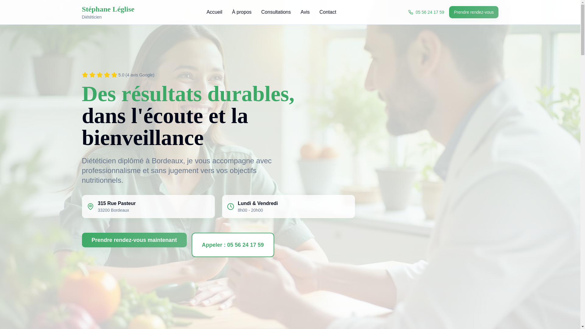 website screenshot of https://stephane-leglise-dieteticien.pro/