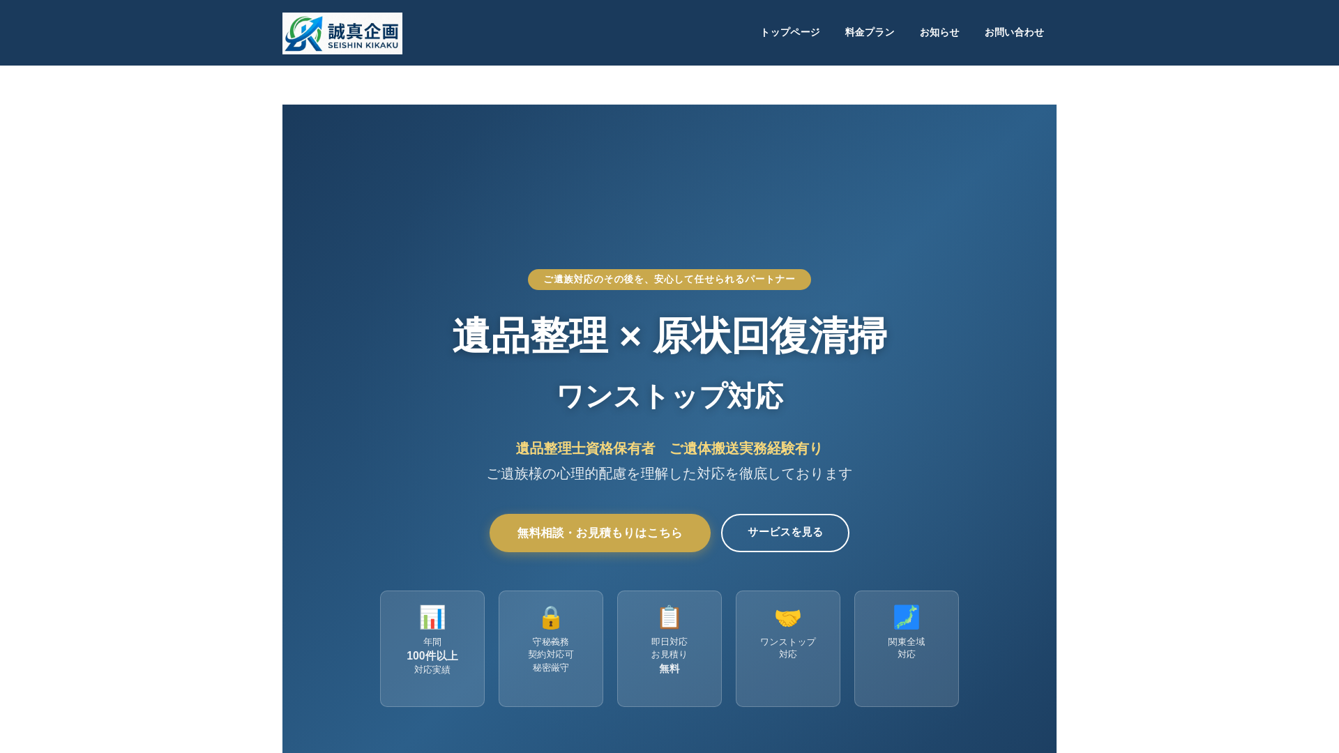 website screenshot of https://seisinnplan.com/