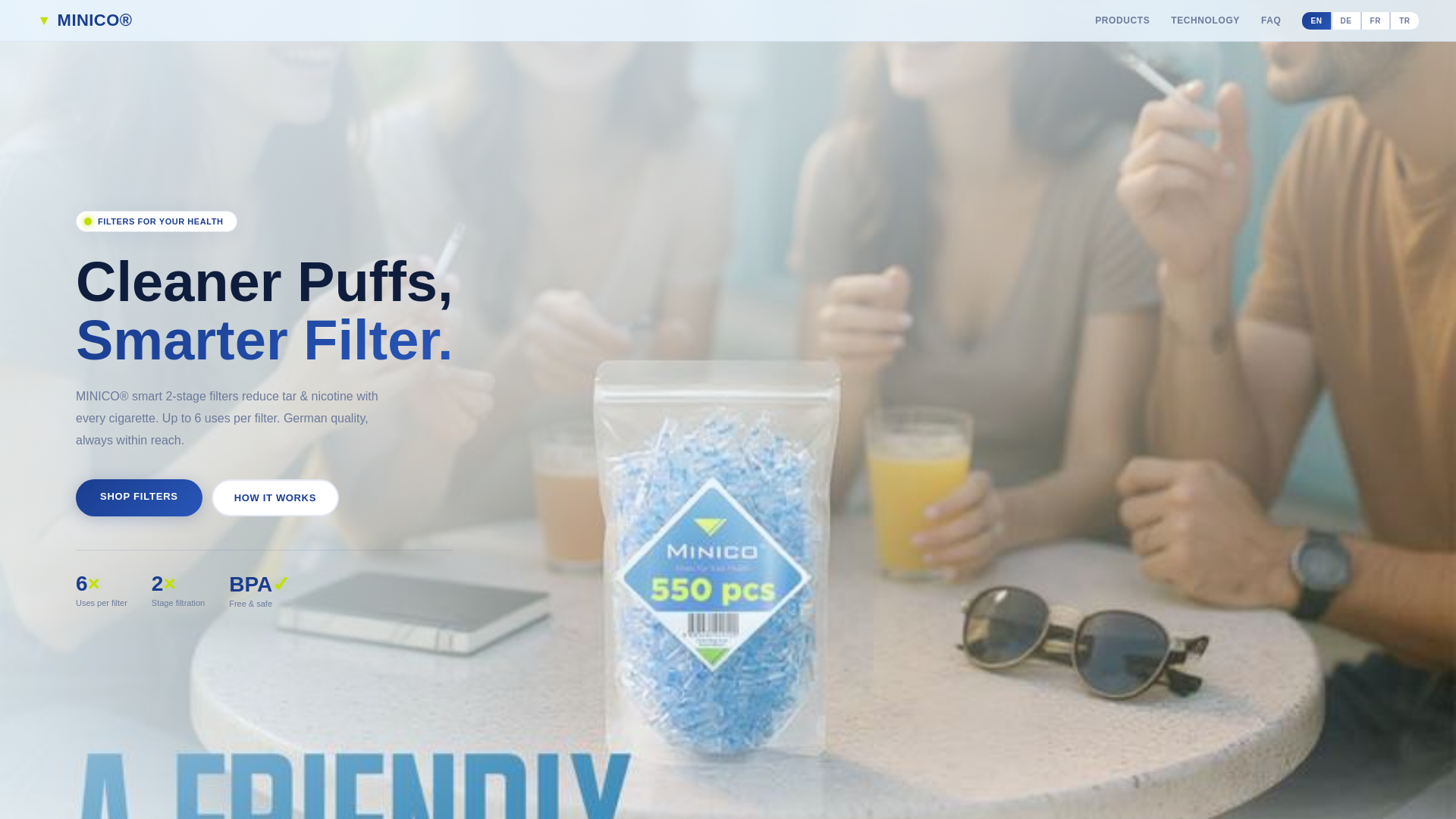 website screenshot of https://minicofilters.com/