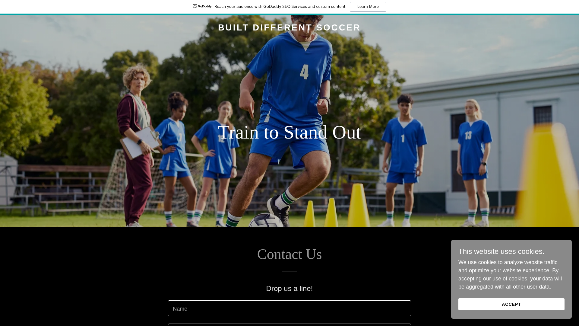 website screenshot of https://builtdifferentsoccer.com