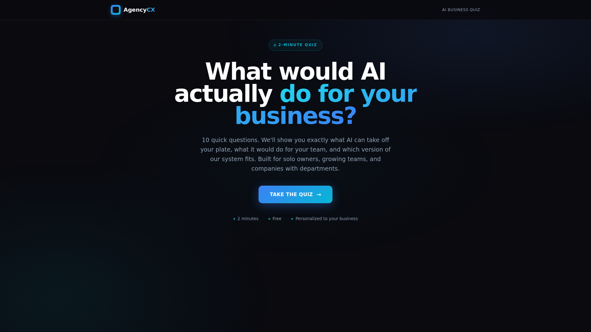 website screenshot of https://agencycx-quiz.pages.dev/