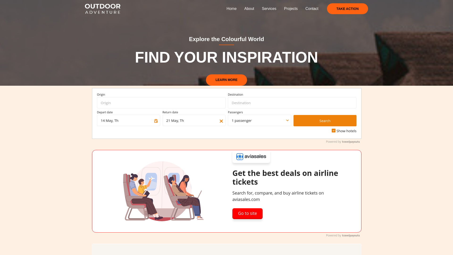 website screenshot of https://passportflights.com/