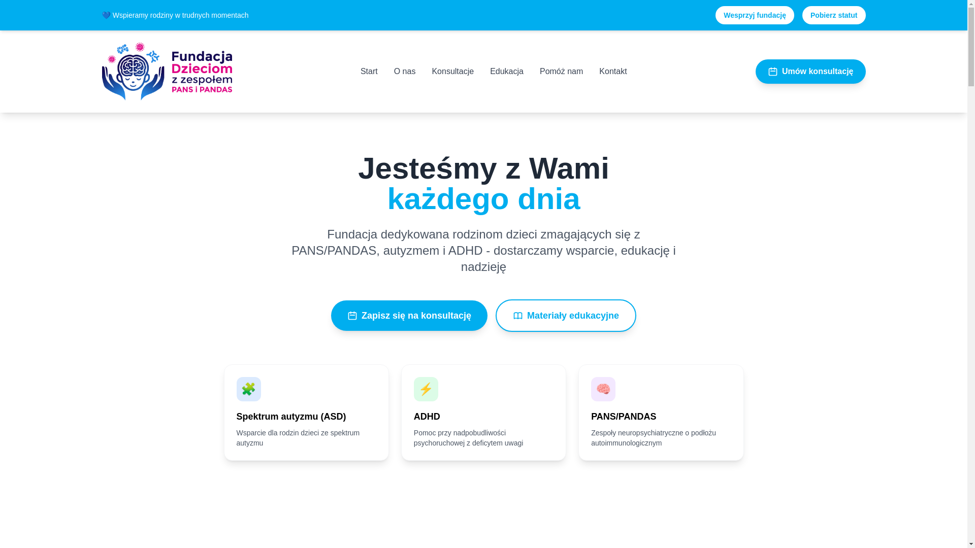 website screenshot of https://fundacjapanspandas.pl/