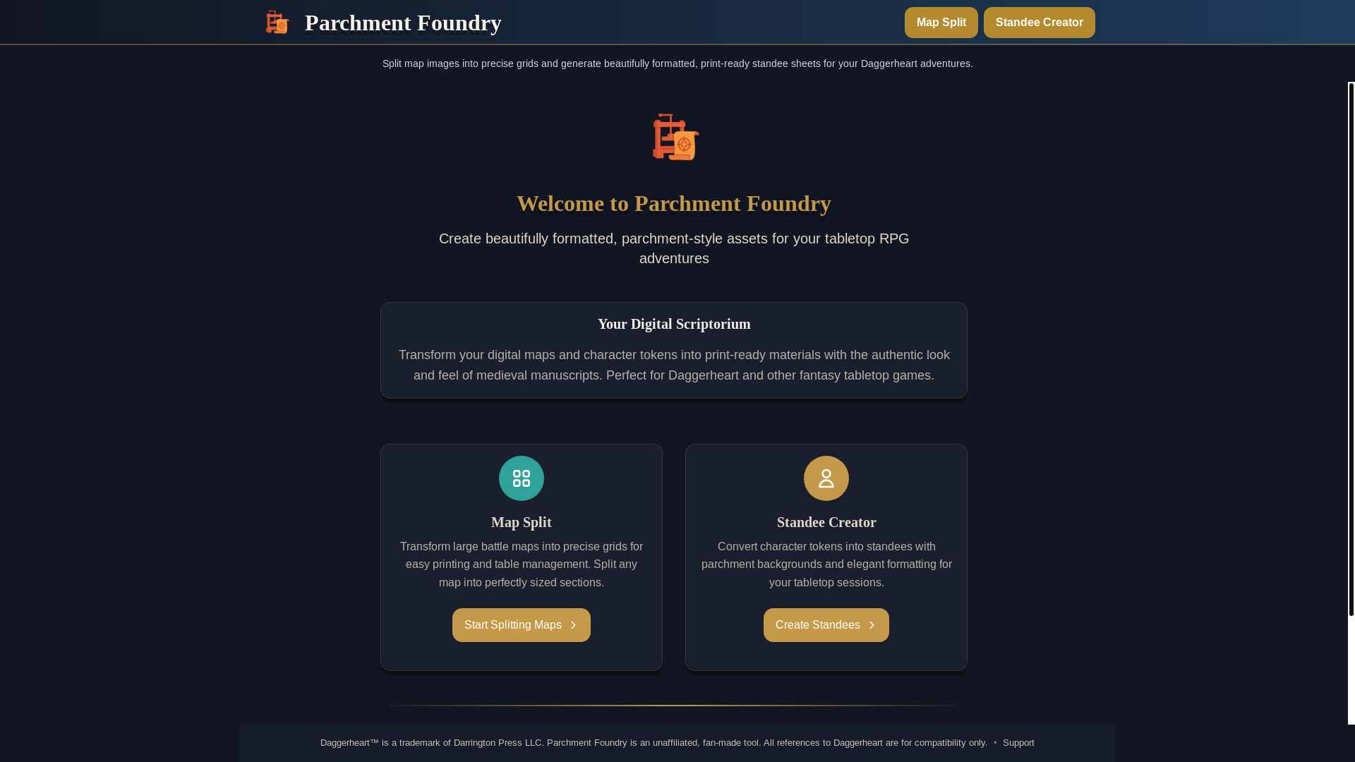website screenshot of https://parchment-foundry.pages.dev/
