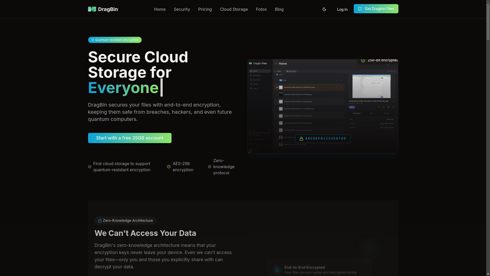 website screenshot of https://dragbin-landing.pages.dev/