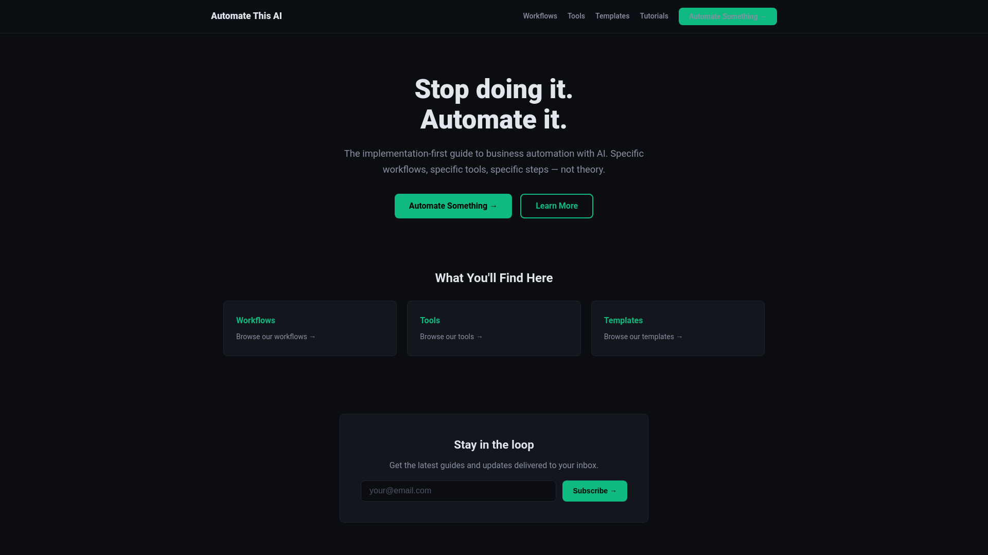 website screenshot of https://automatethisai-site.pages.dev/