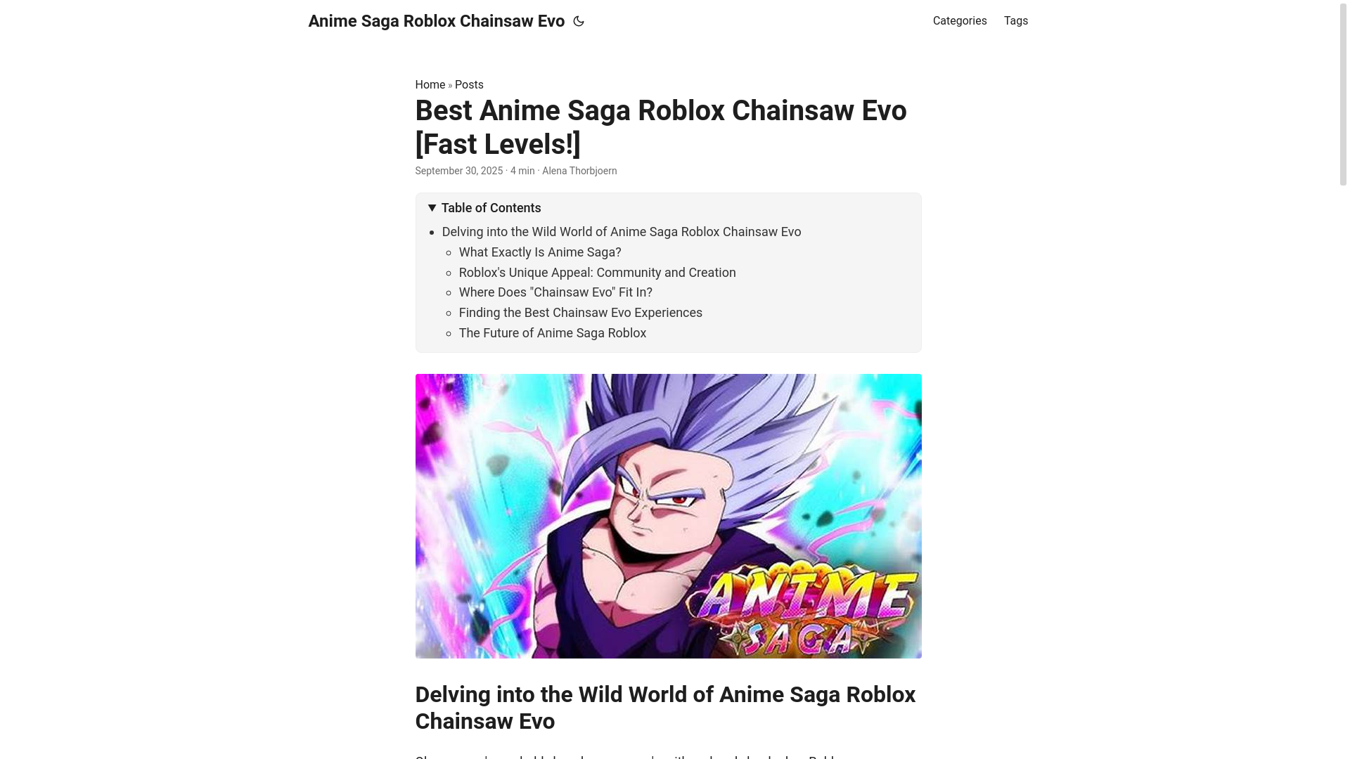 website screenshot of https://anime-saga-roblox-chainsaw-evo.pages.dev/