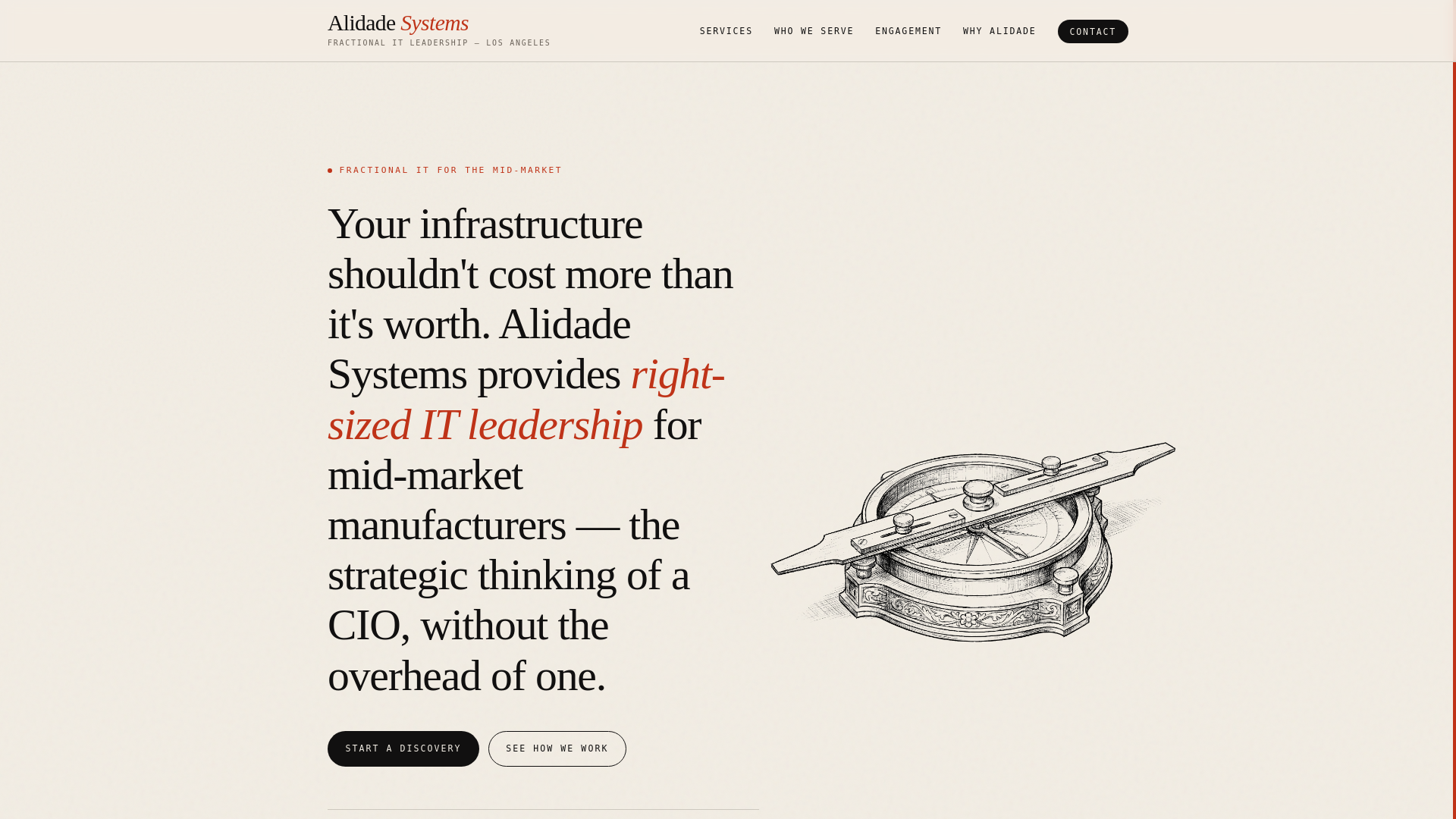 website screenshot of https://alidade.systems/