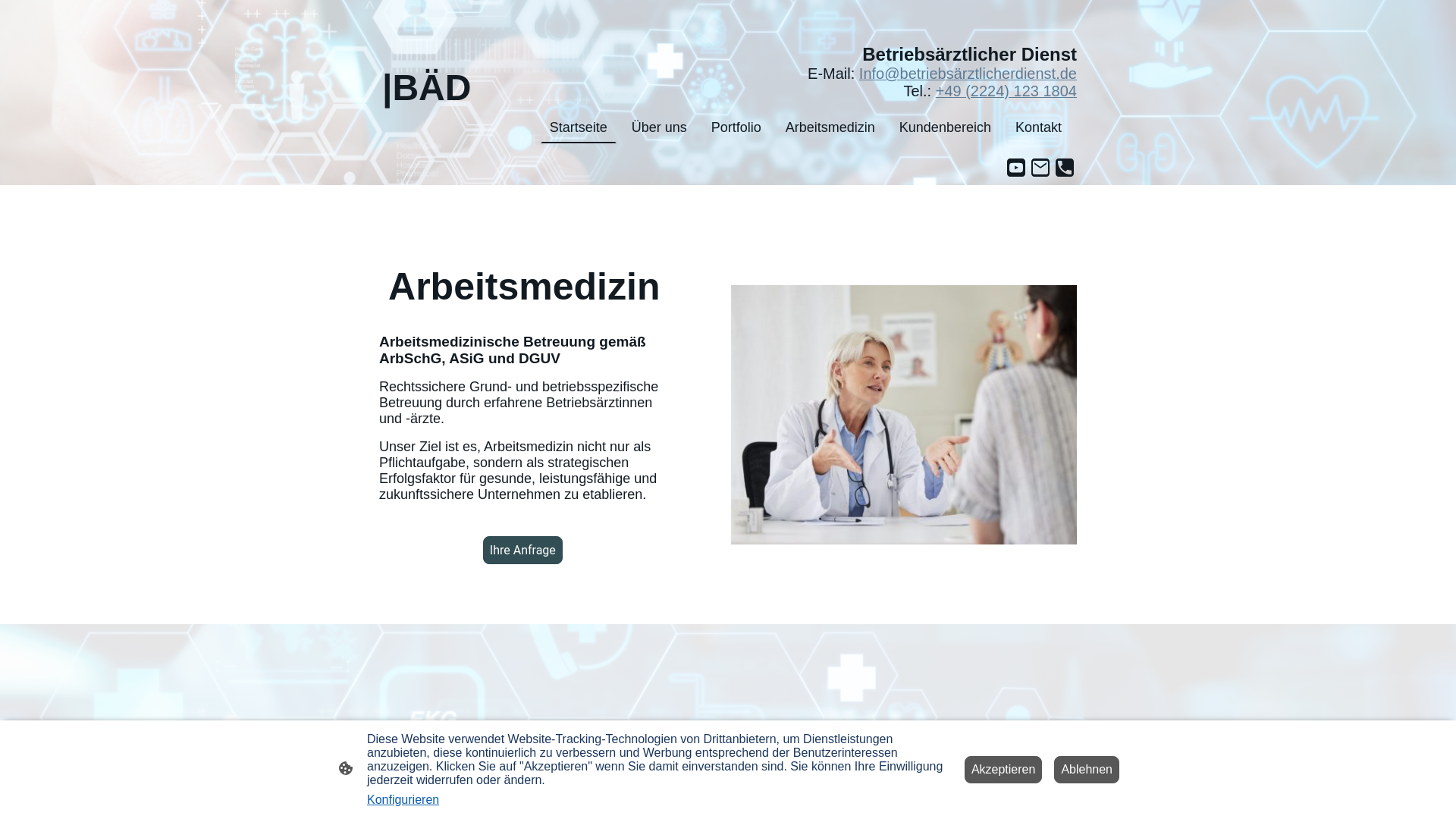 website screenshot of https://xn--betriebsrztlicherdienst-27b.de