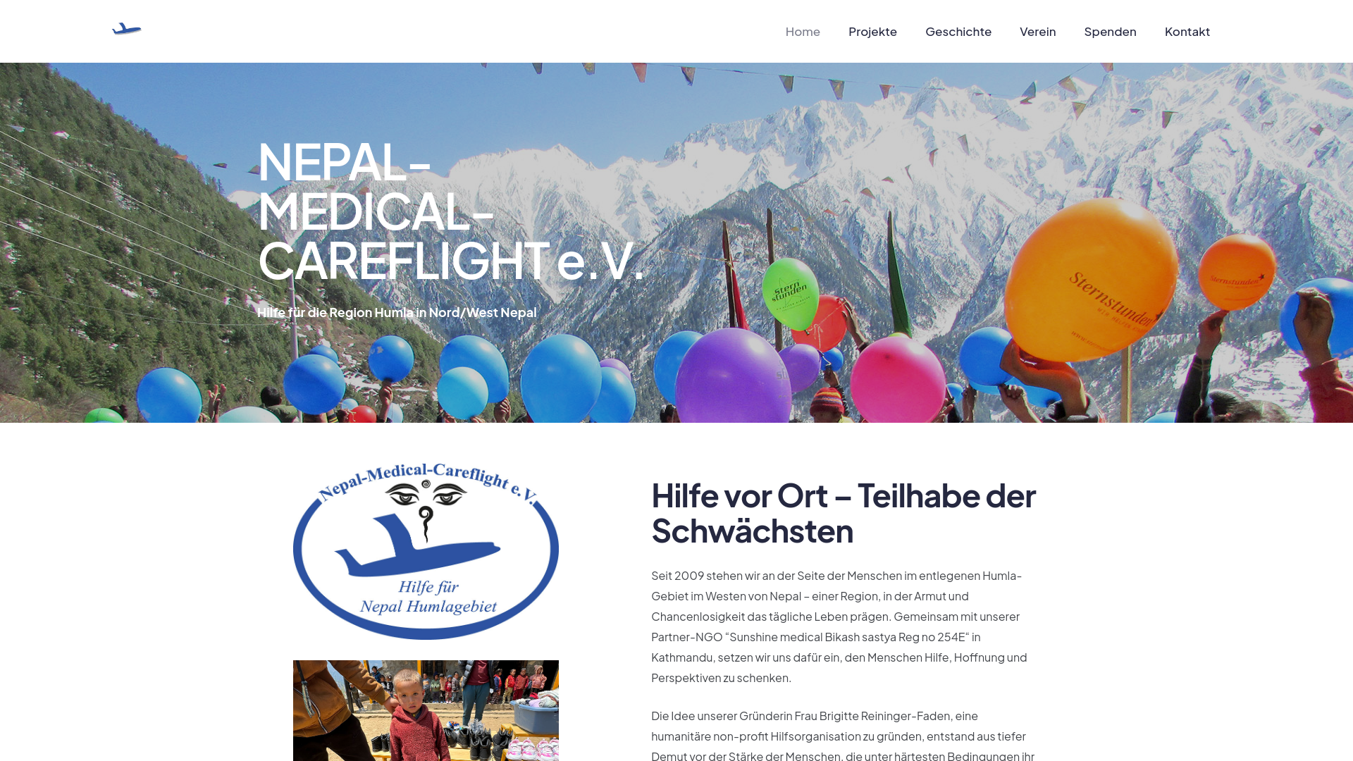 website screenshot of https://nepal-medical-careflight.de/