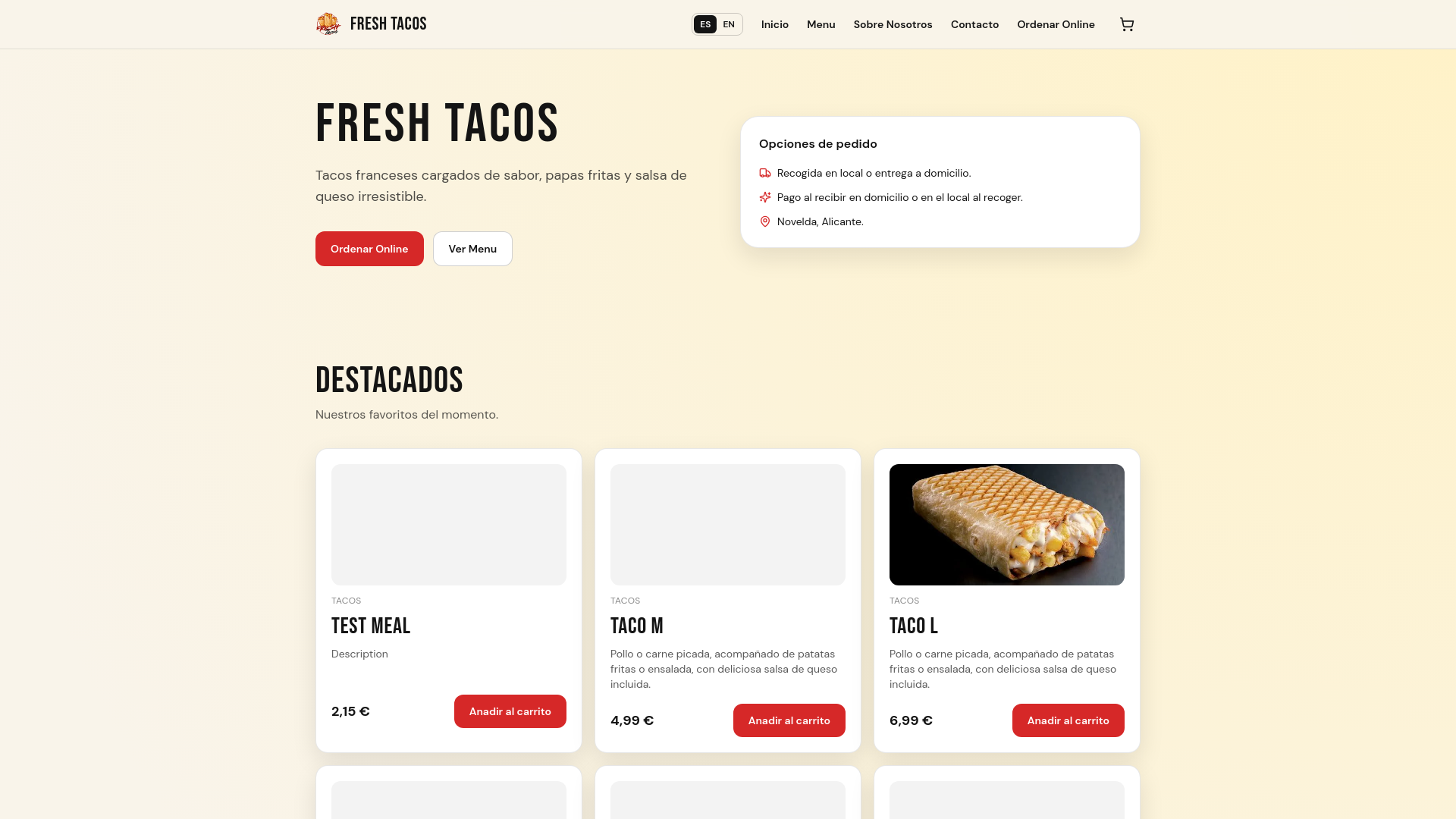 website screenshot of https://halalfreshtacos.com/