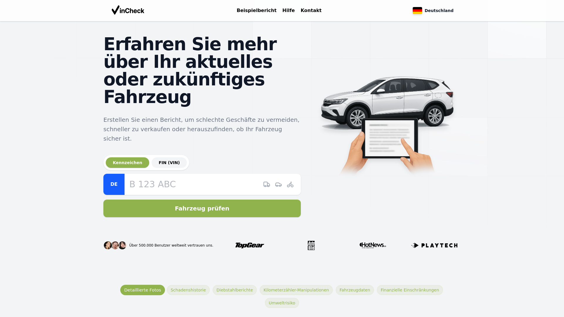 website screenshot of https://autonachweis.de/