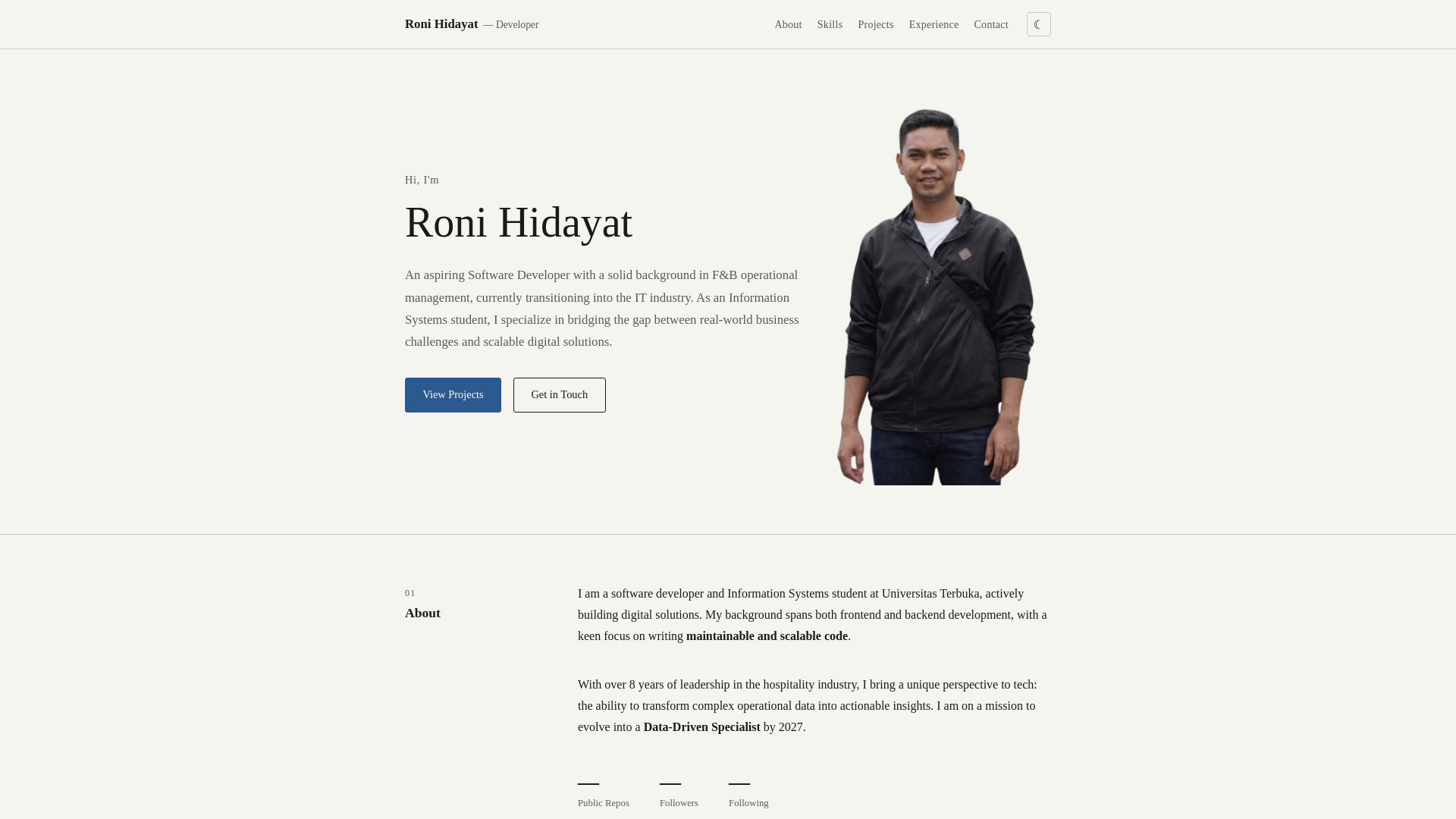 website screenshot of https://ronihidayat.my.id/