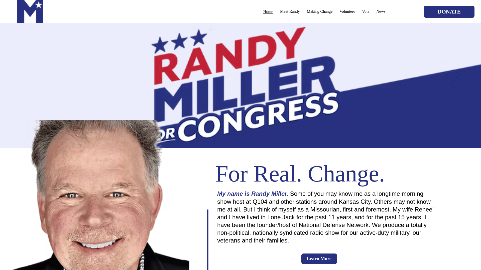 website screenshot of https://randymillercongress.com/