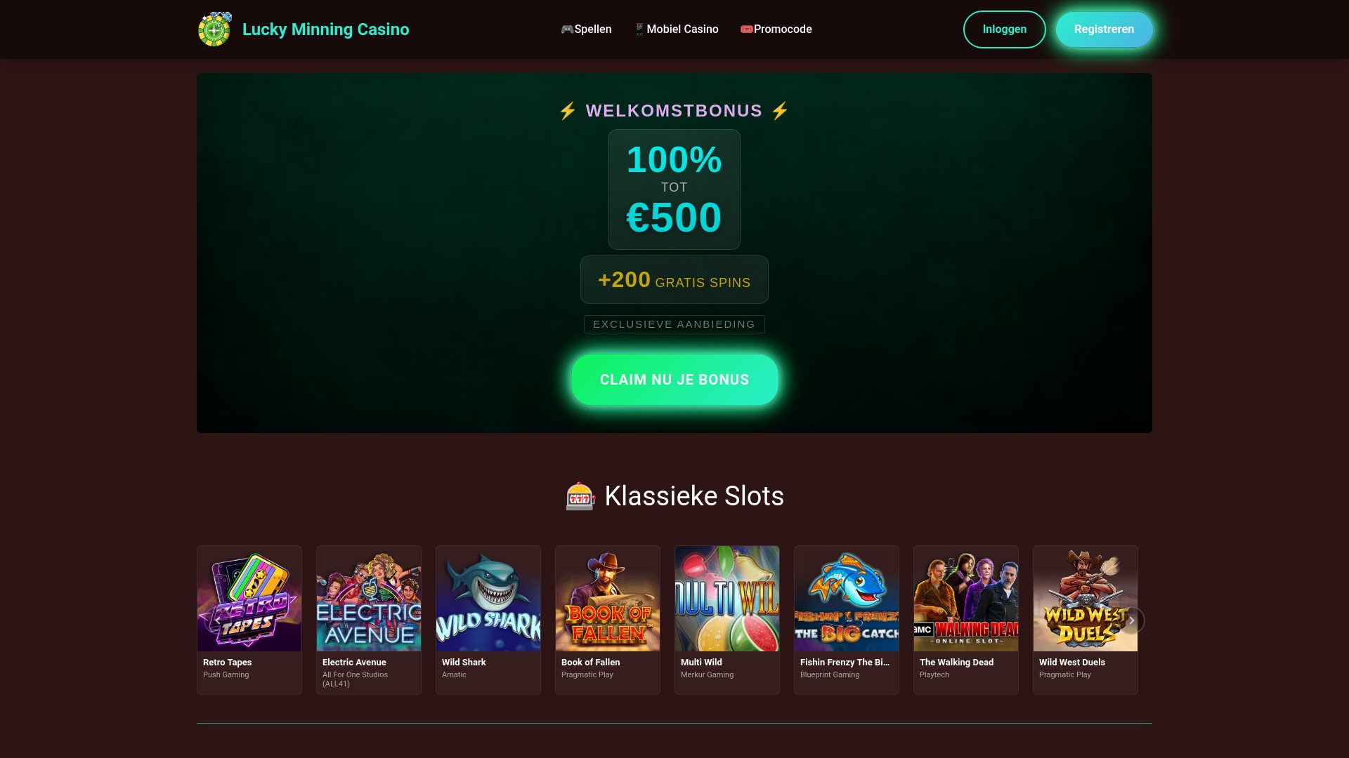 website screenshot of https://luckyminning-nl.nl/