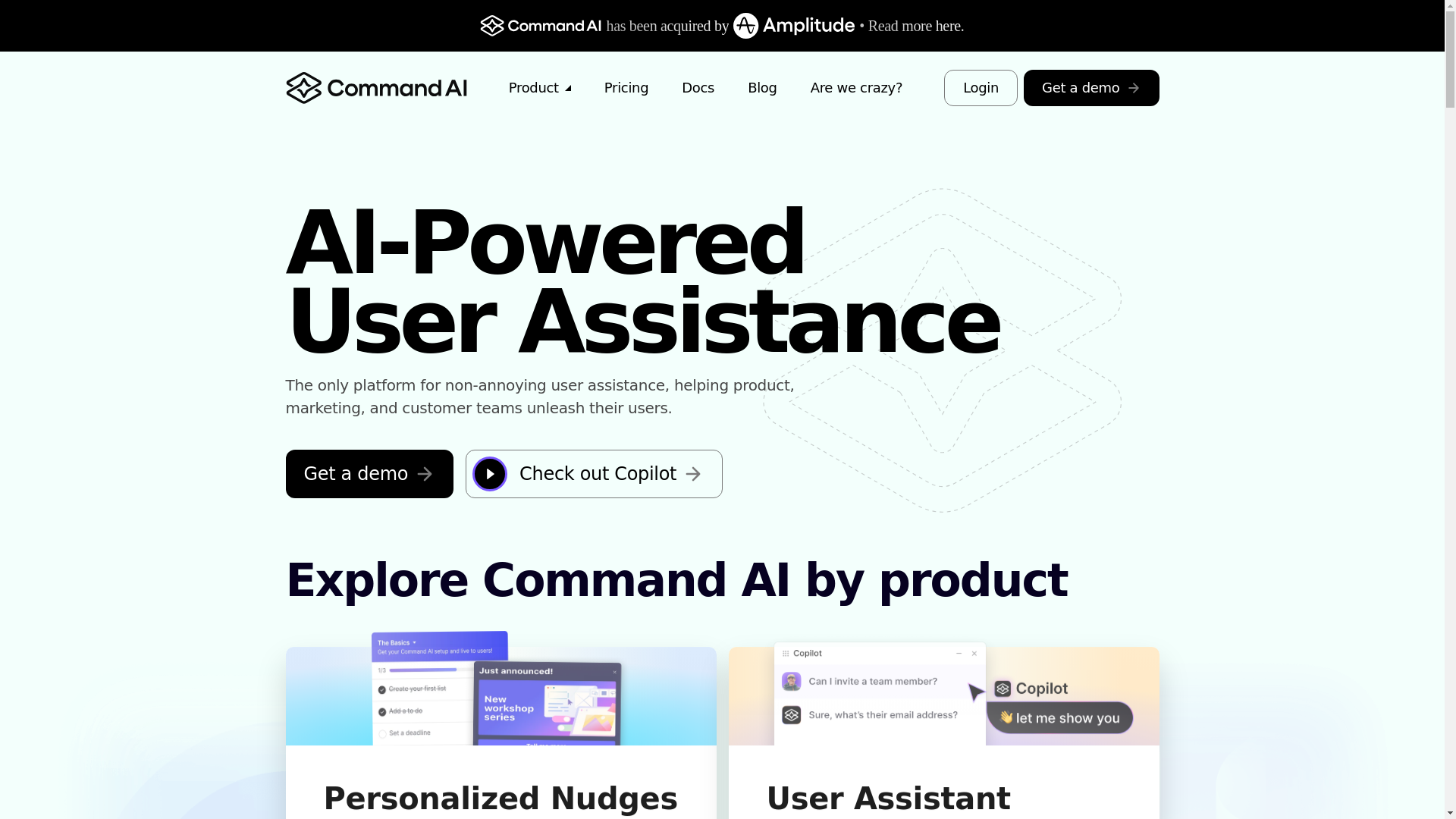 website screenshot of https://commandbar.com