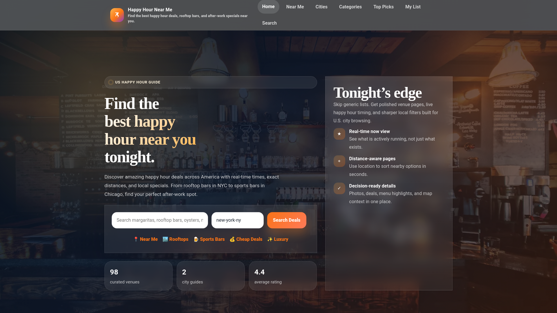 website screenshot of https://happyhournearmenow.com/