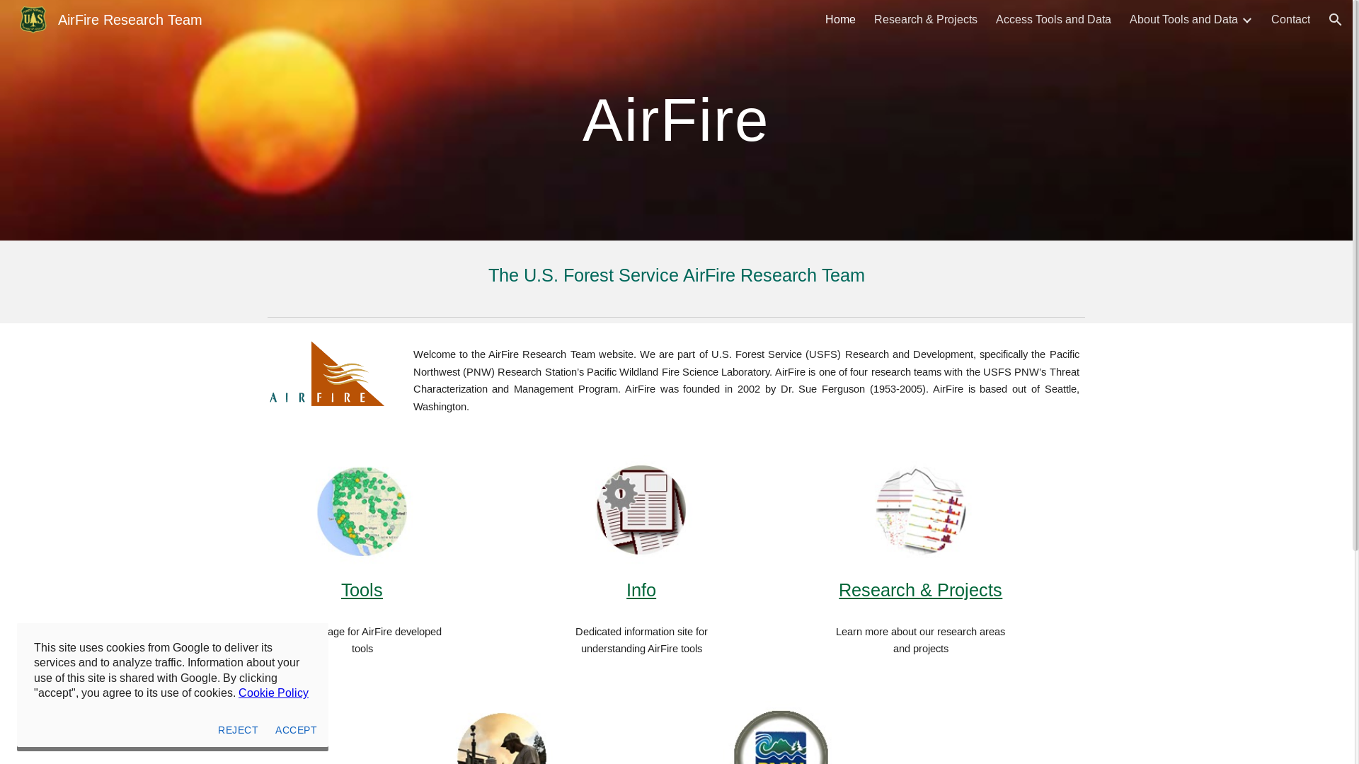 website screenshot of https://airfire.org/