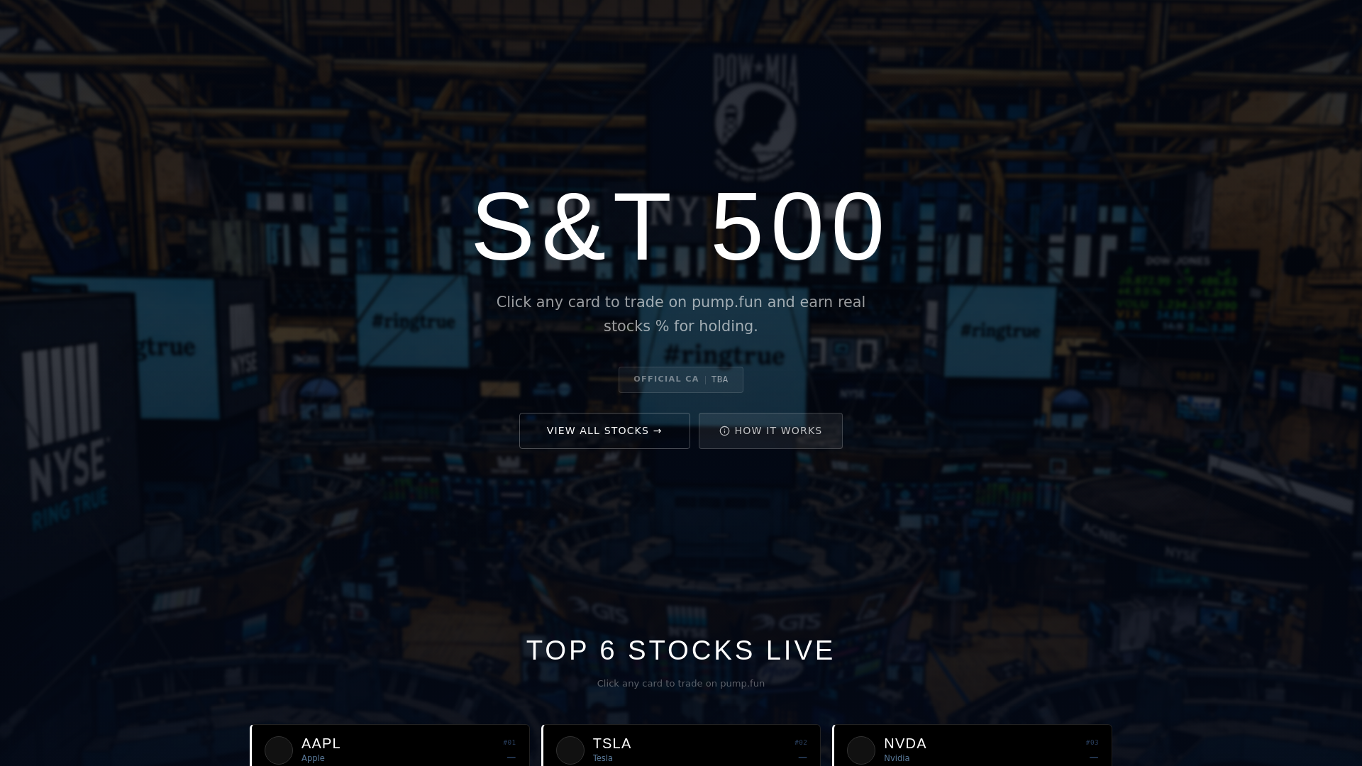website screenshot of https://stocksandtokens500.com/