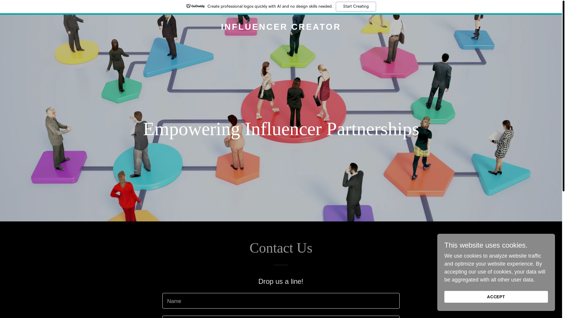 website screenshot of https://infuencercreator.com/