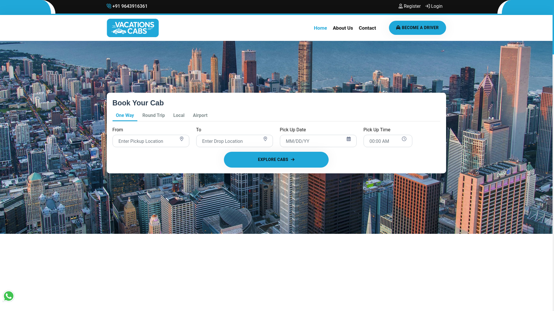 website screenshot of https://vacationscabs.com/