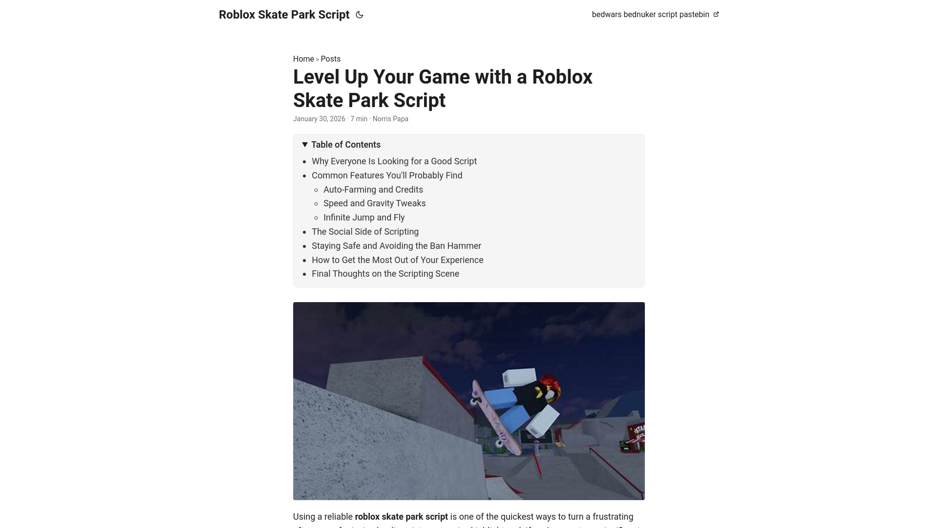 website screenshot of https://roblox-skate-park-script.pages.dev/
