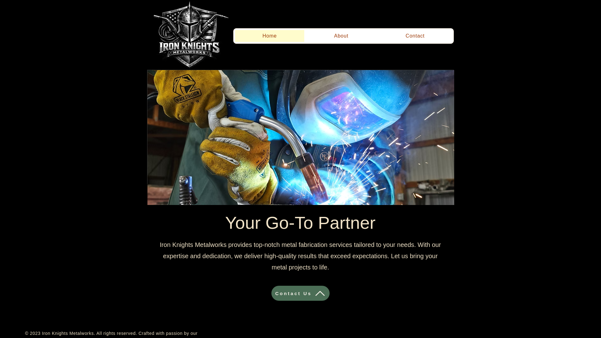 website screenshot of https://ironknightsmetalworks.com/