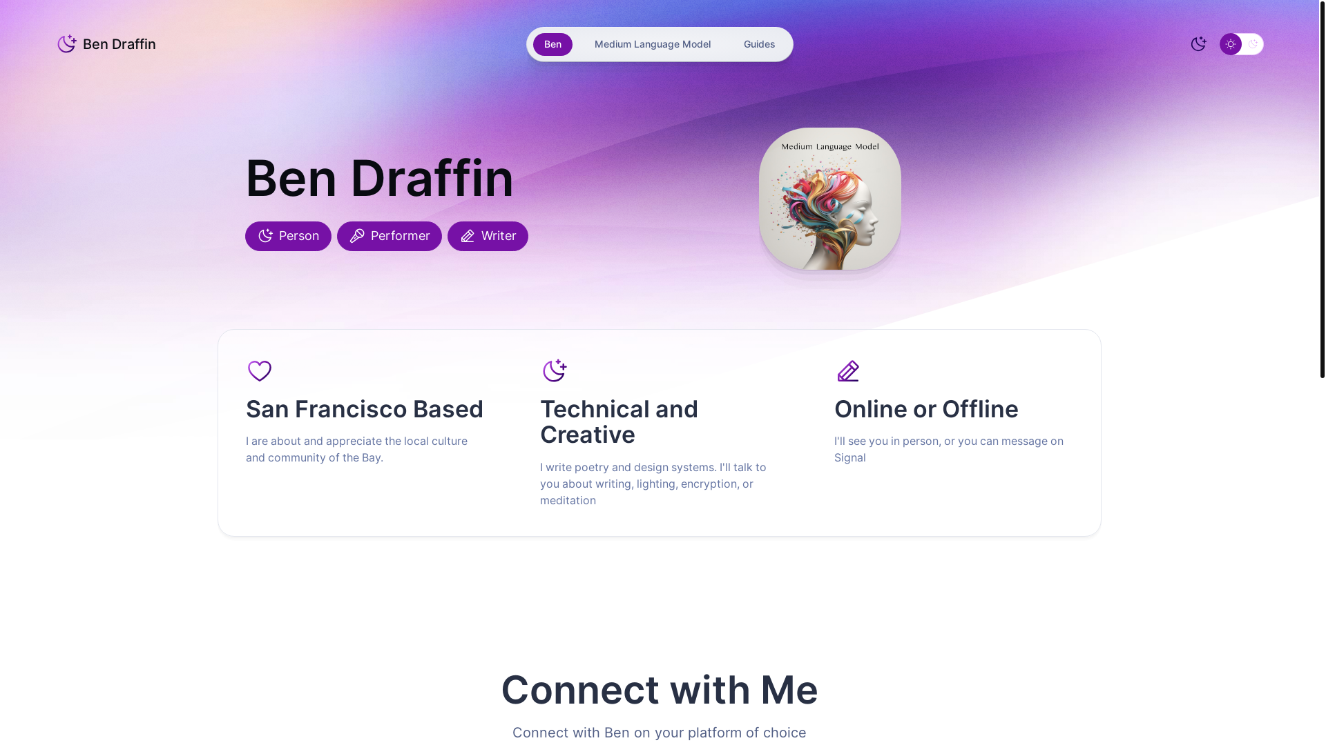 website screenshot of https://bendraffin-com.pages.dev/